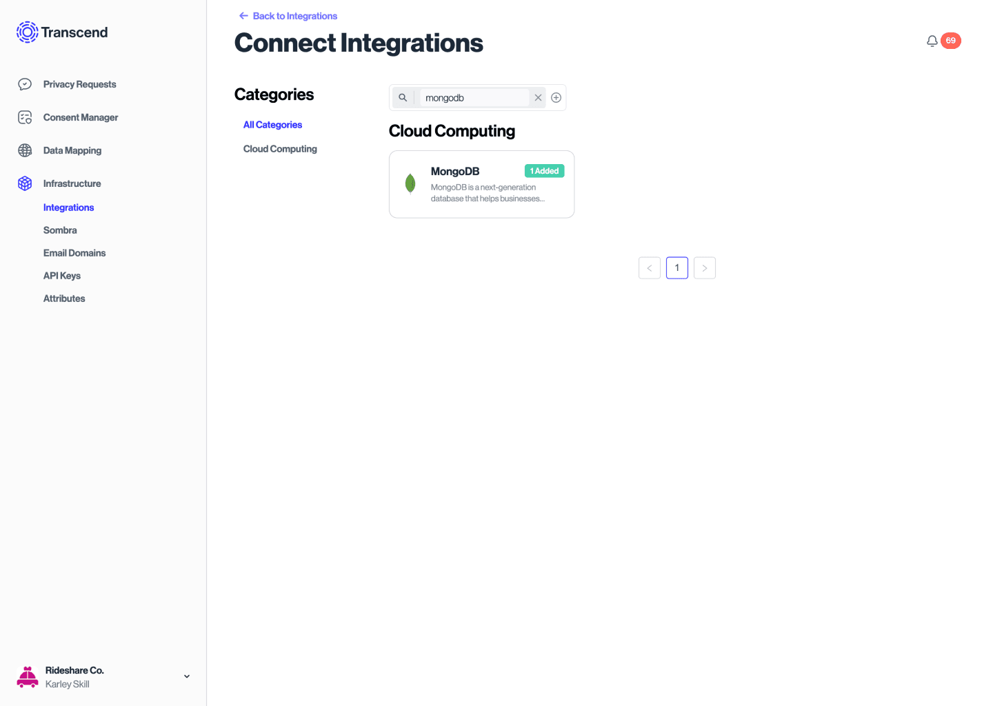 Add the MongoDB integration to Transcend