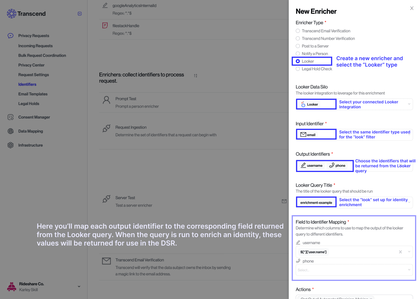 Configure the Looker Enricher in Transcend