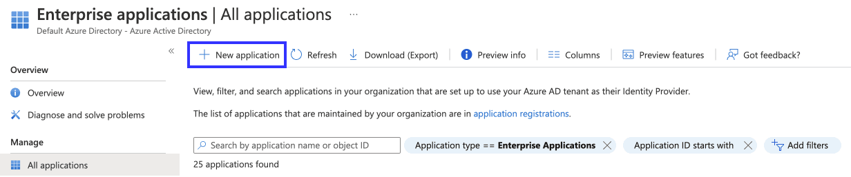 Add a new Azure AD application