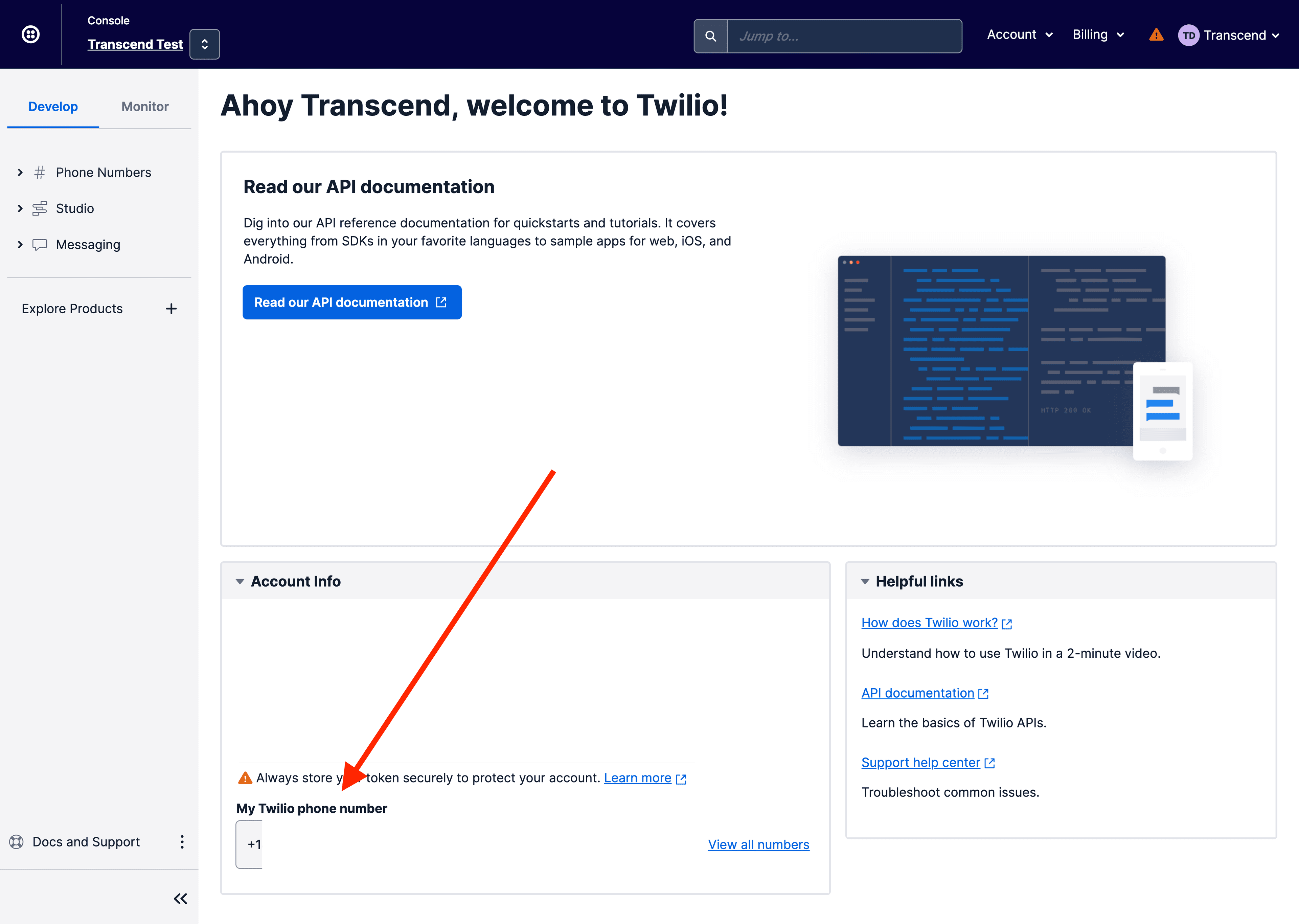 Checking the Twilio number for one region