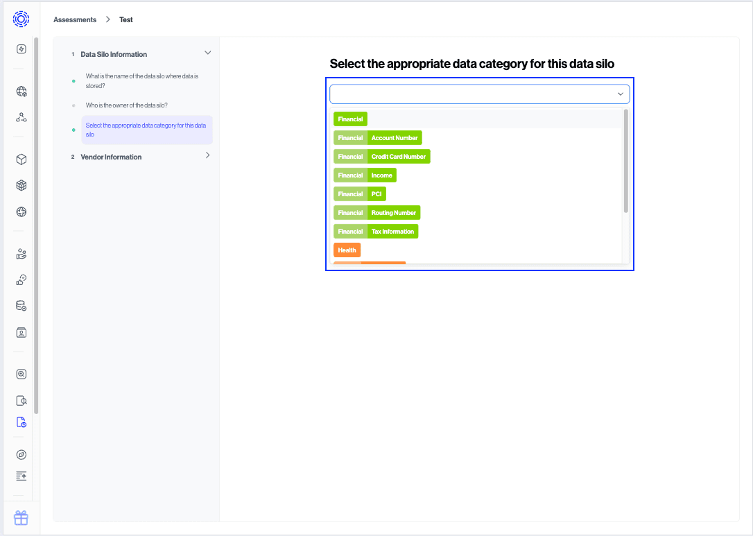 Selecting an existing Data Category