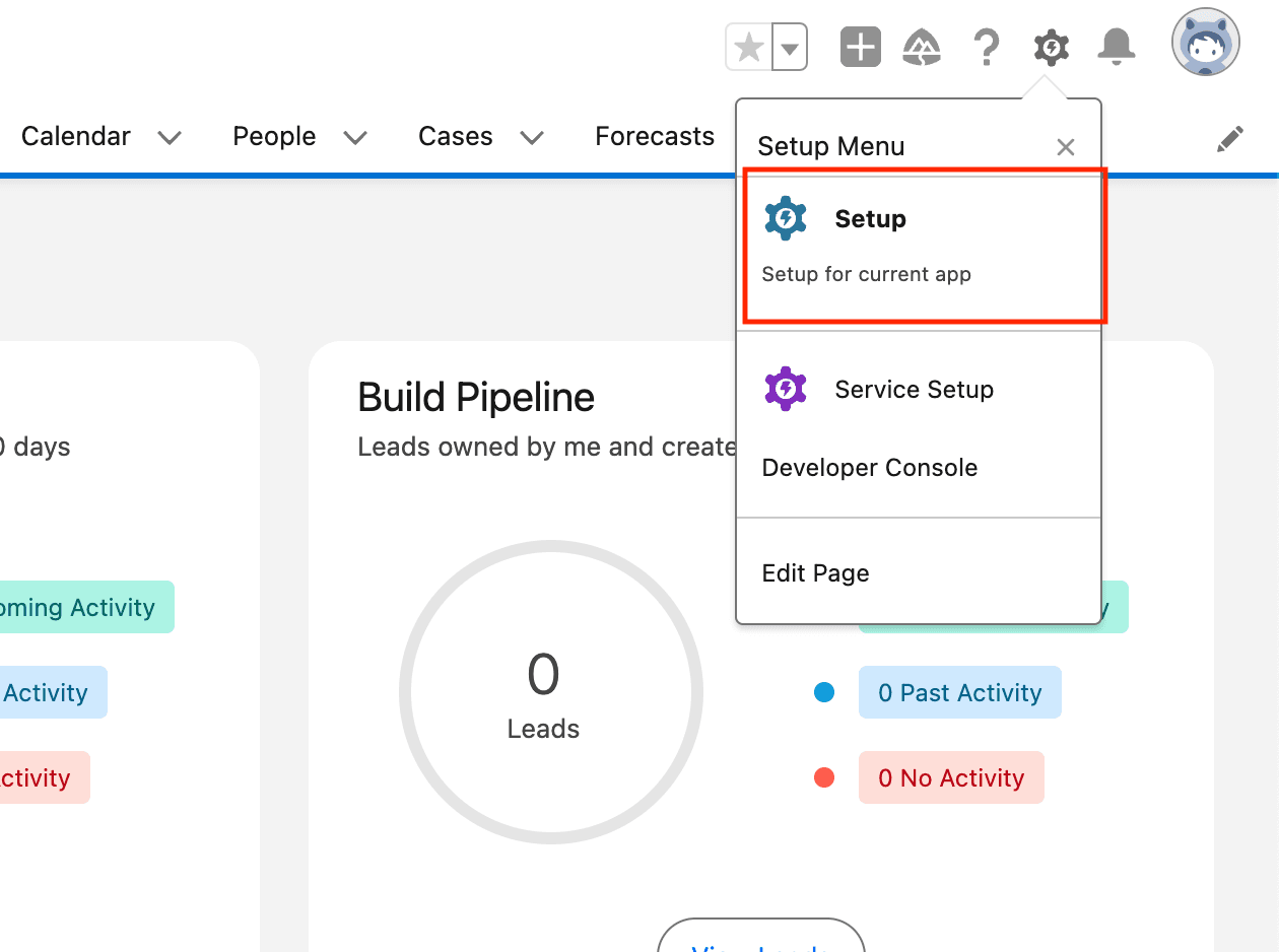 Go to Salesforce settings