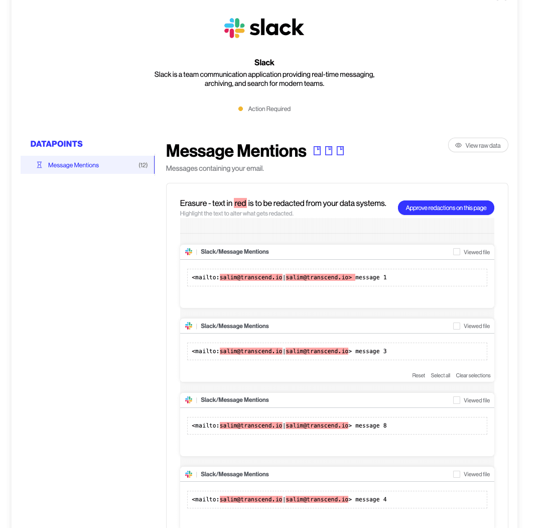 Slack Integration Transcend Documentation