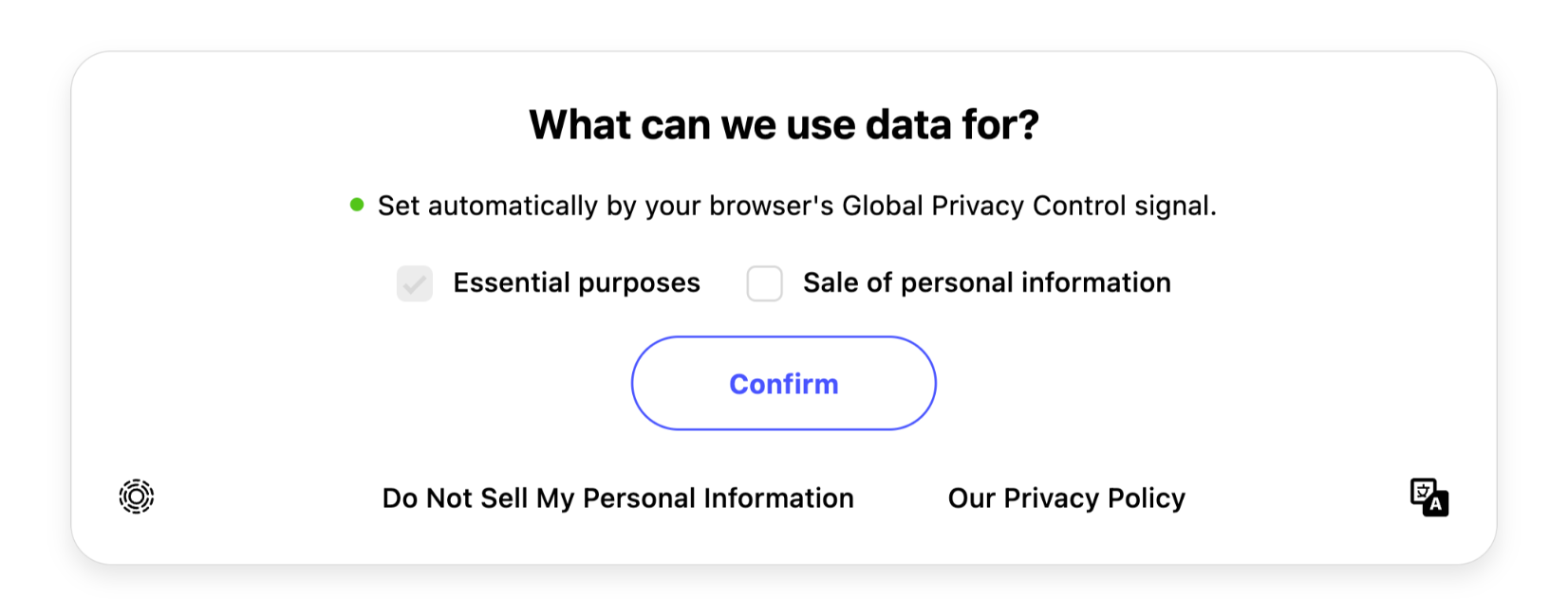 Transcend Consent Management, showing the detection of the Global Privacy Control