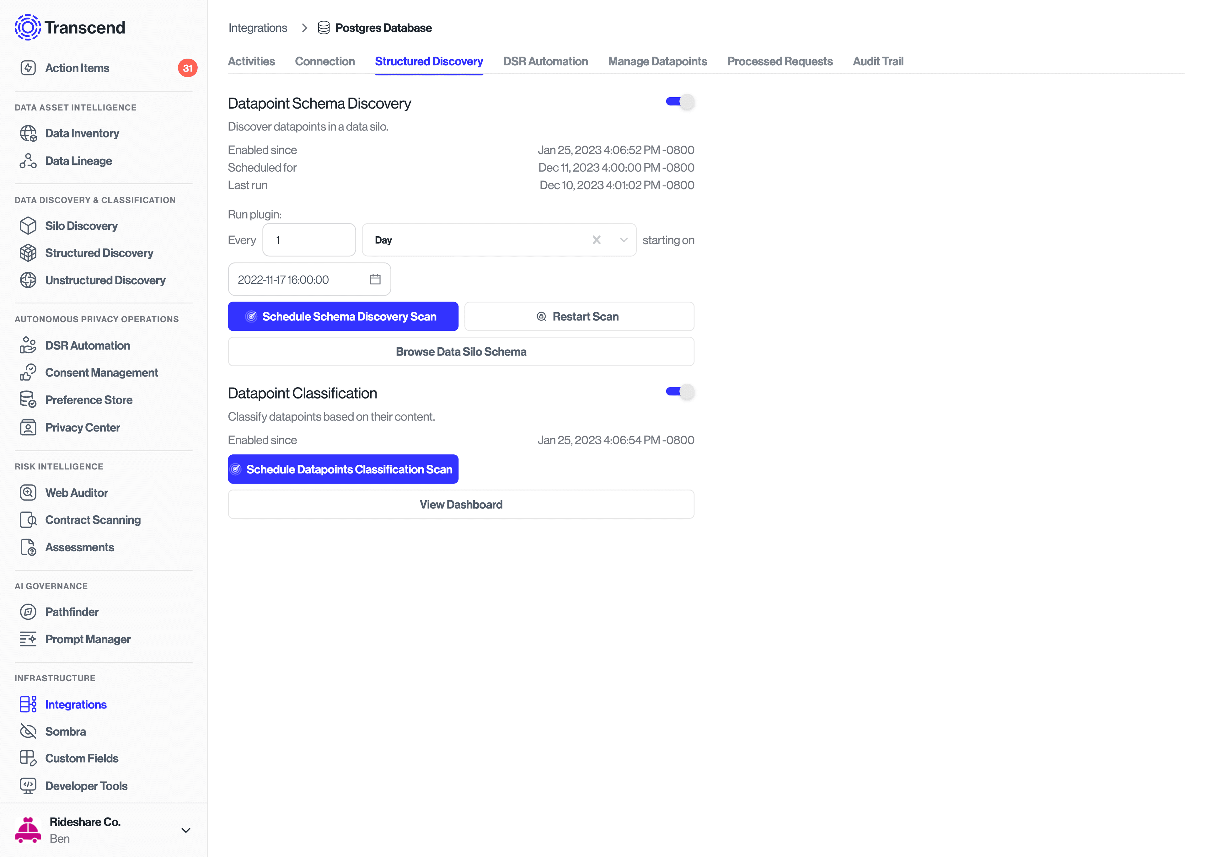 Enable datapoint schema discovery plugin.