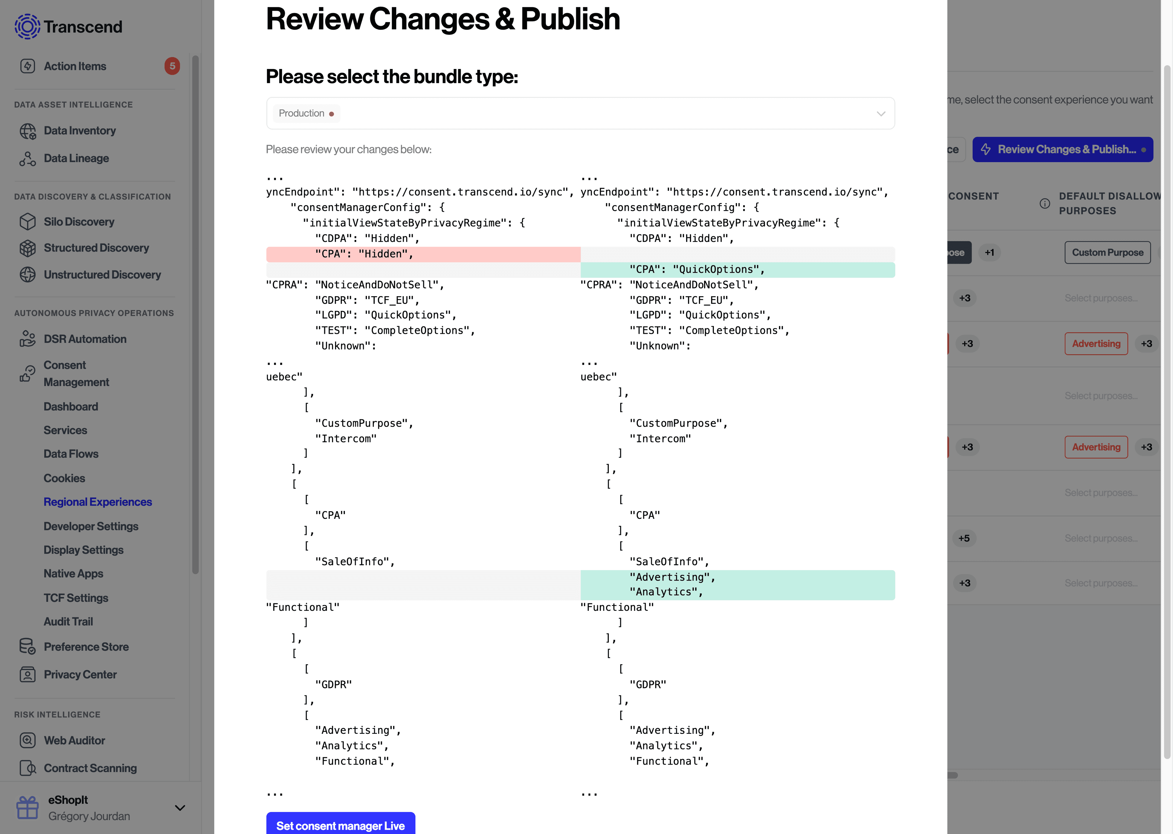 Command typed in the console