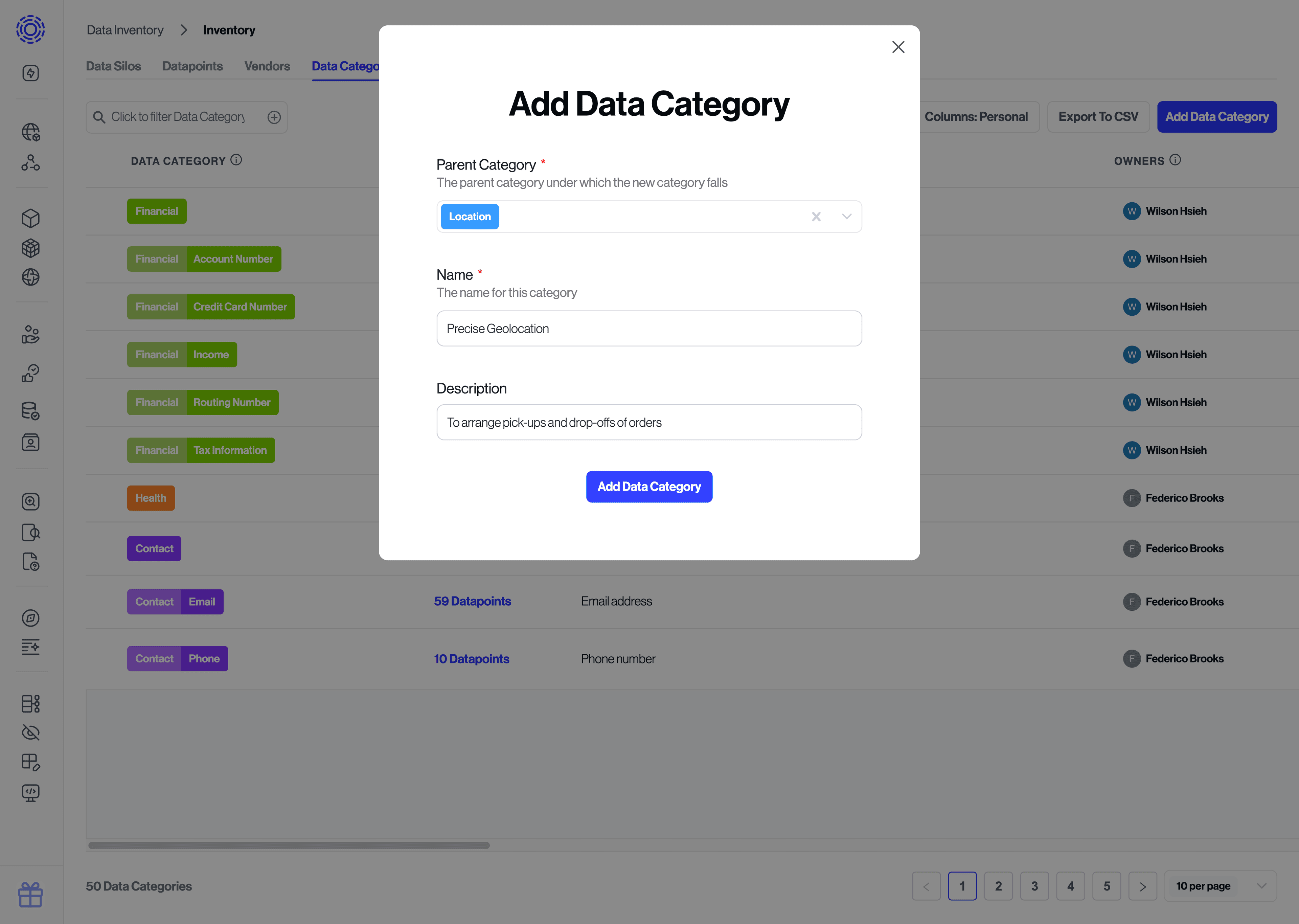 Adding new Data Categories to the table