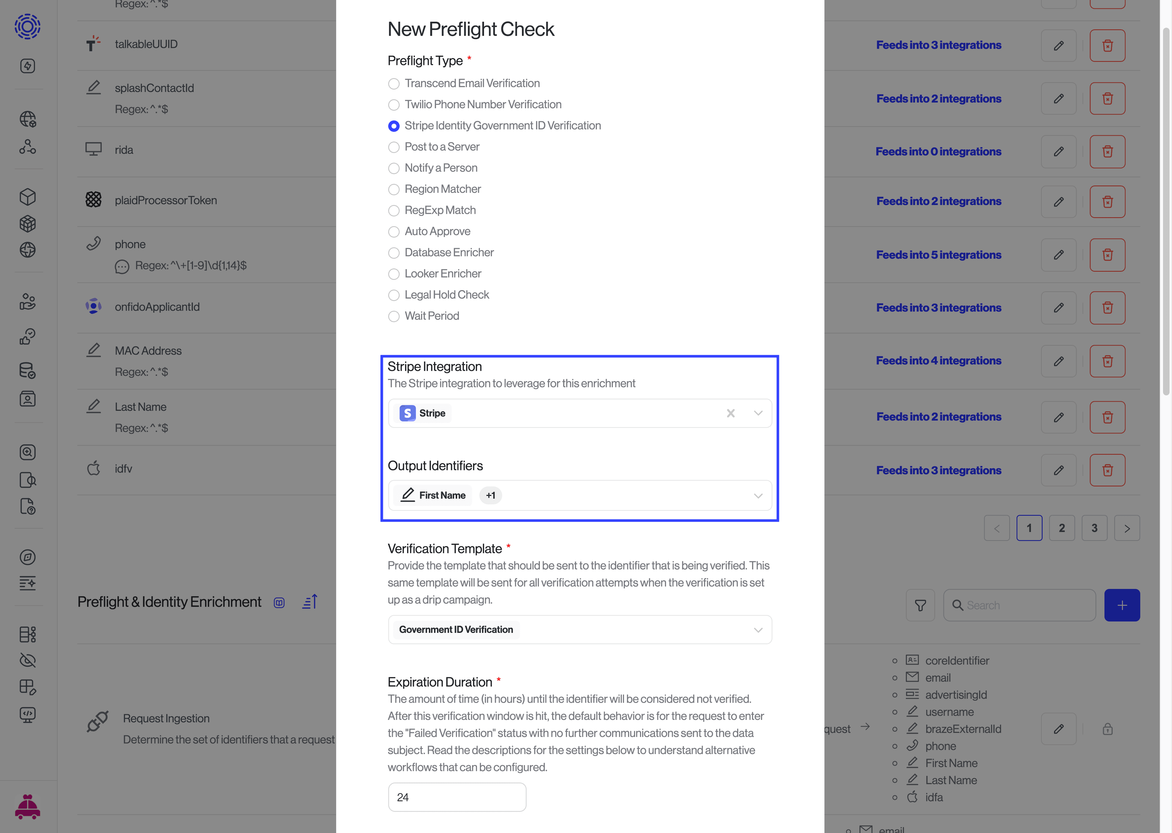 Stripe Integration, Output Identifiers, and identifier mapping configuration