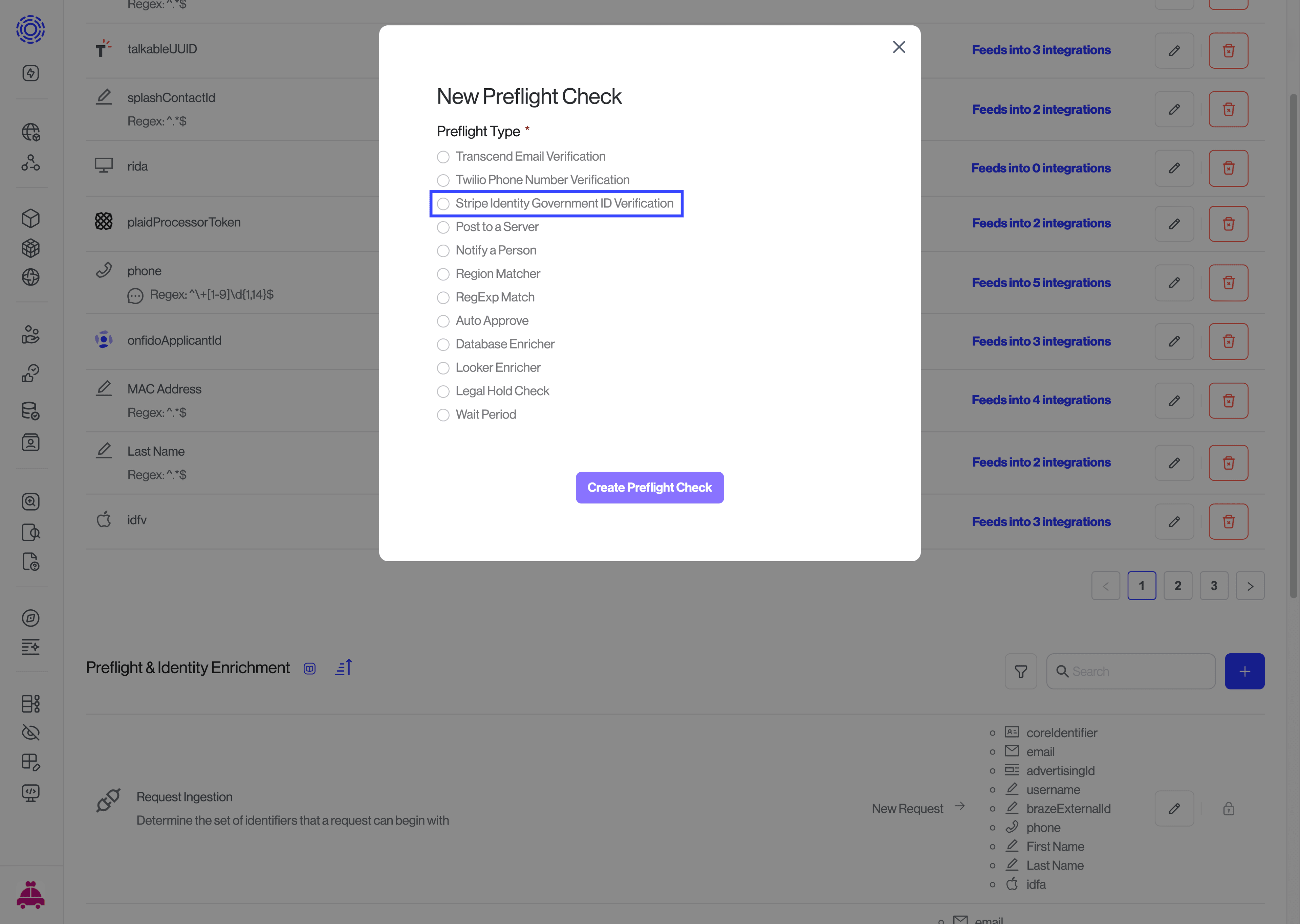 Create government ID preflight check