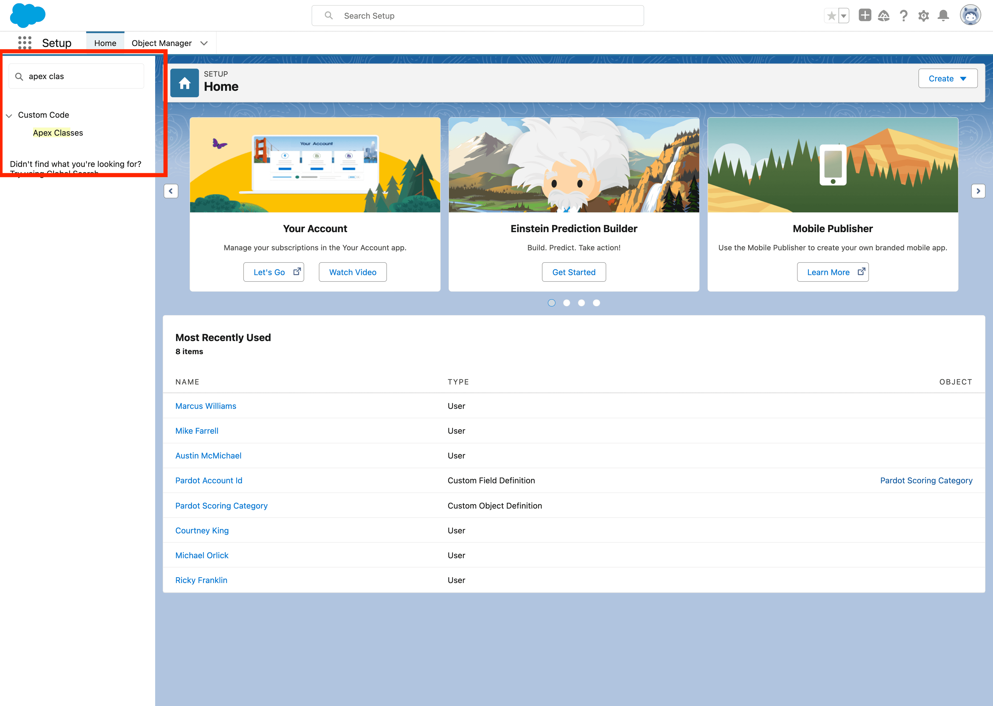 Salesforce search Apex Classes