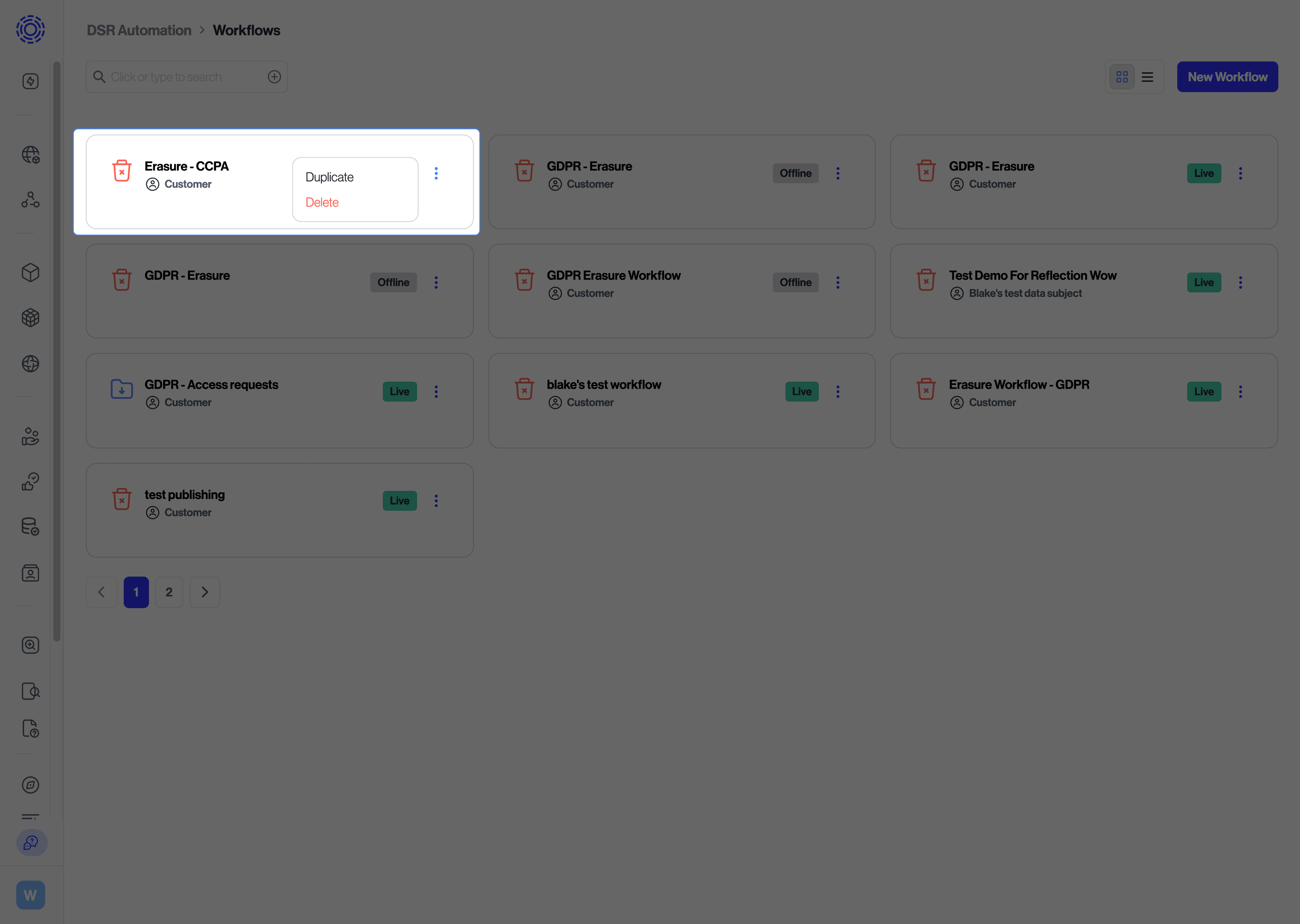 Duplicate Settings option