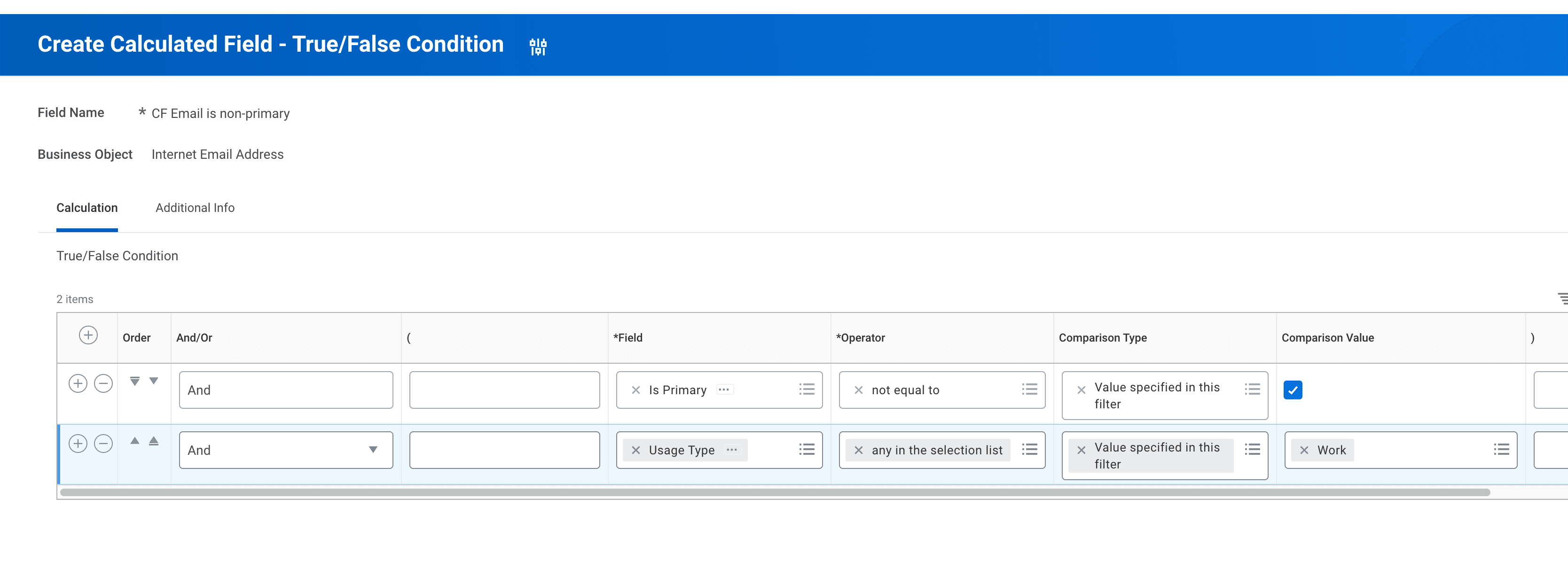 Example of creating a calculated field