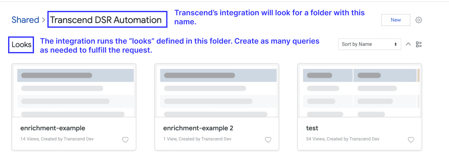 Set up a folder in Looker for DSAR automation