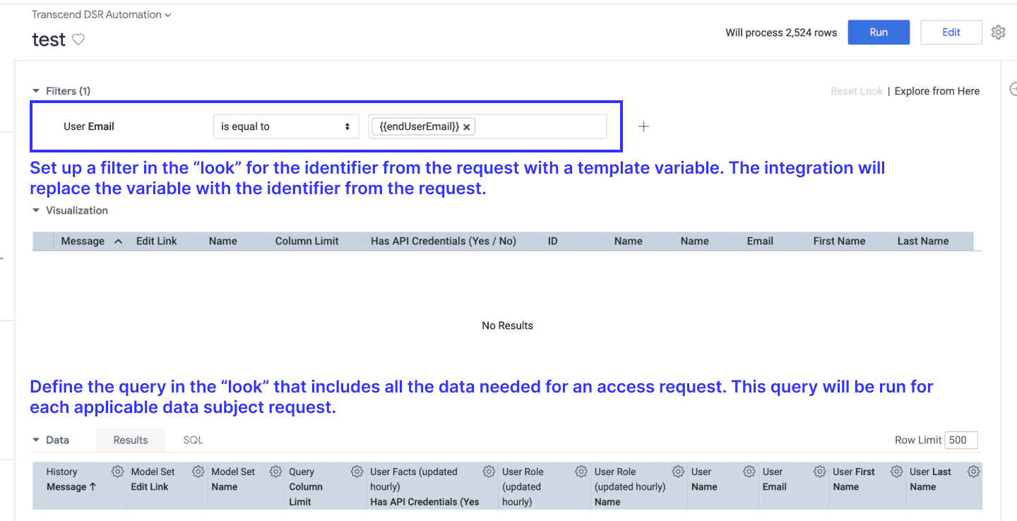 Set up a query with a filter inside the Look