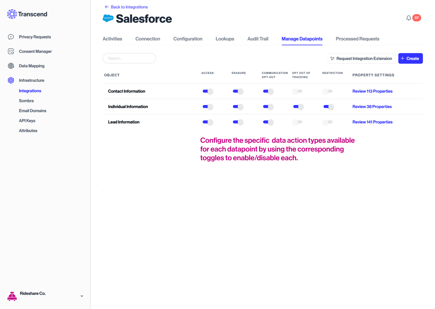 Salesforce Datapoints tab