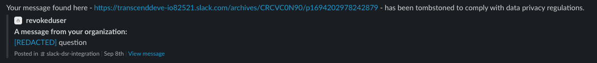 Redacted Message in Slack