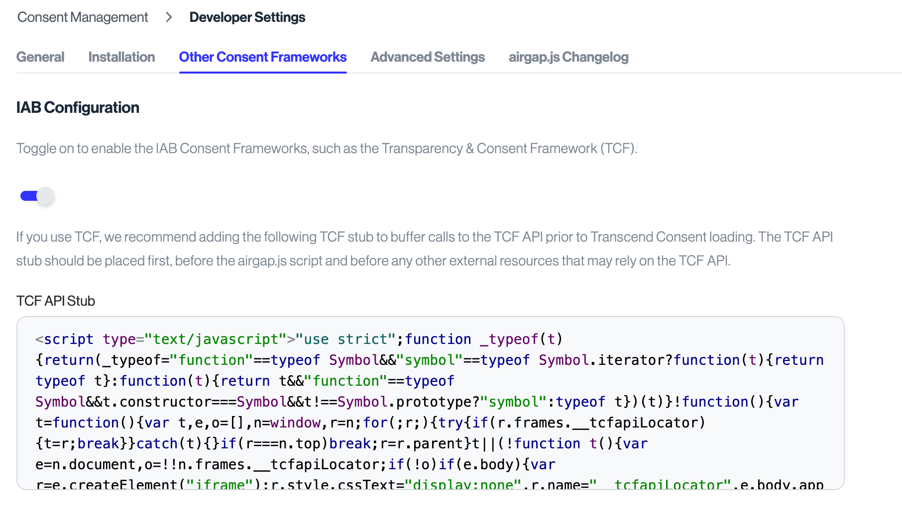 IAB Configuration Toggle and Slug