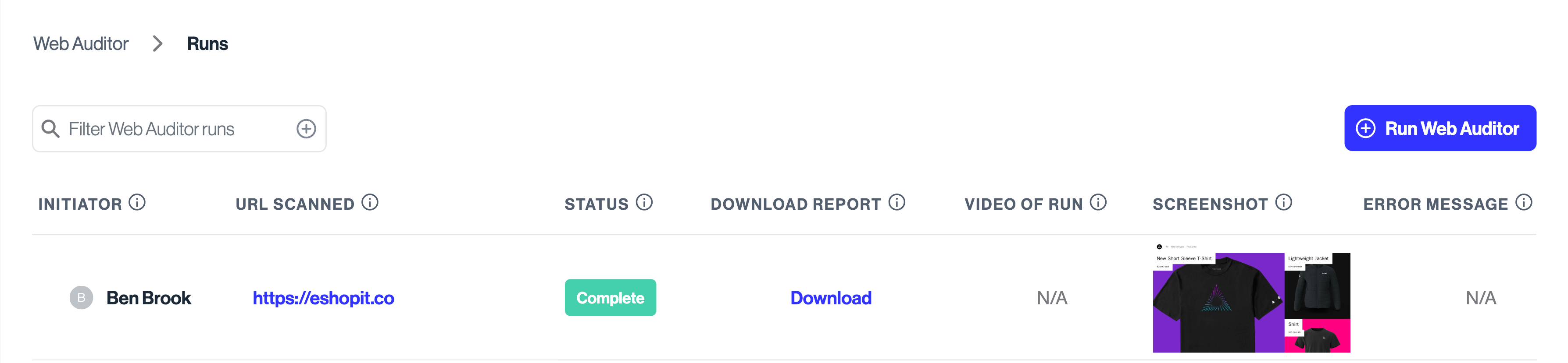 Download report button
