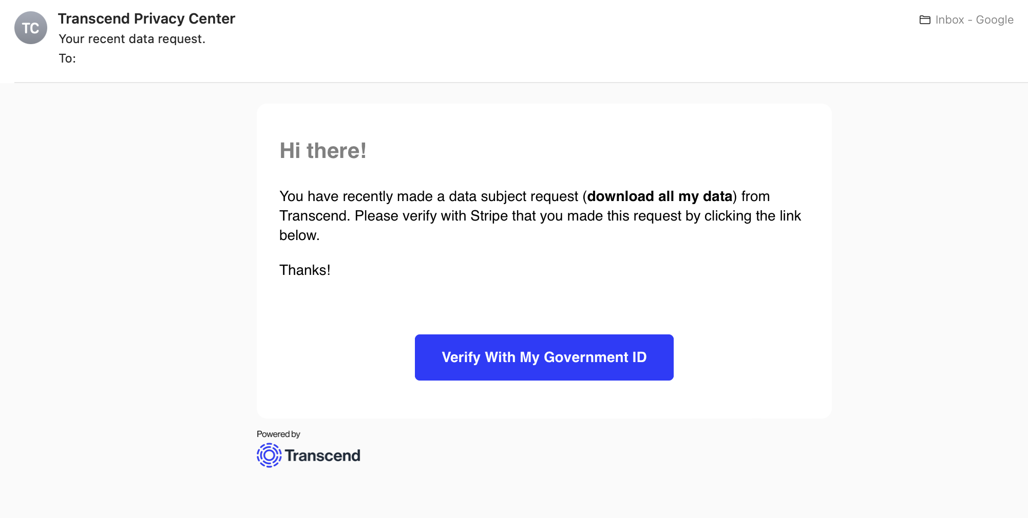 Default Government ID template email