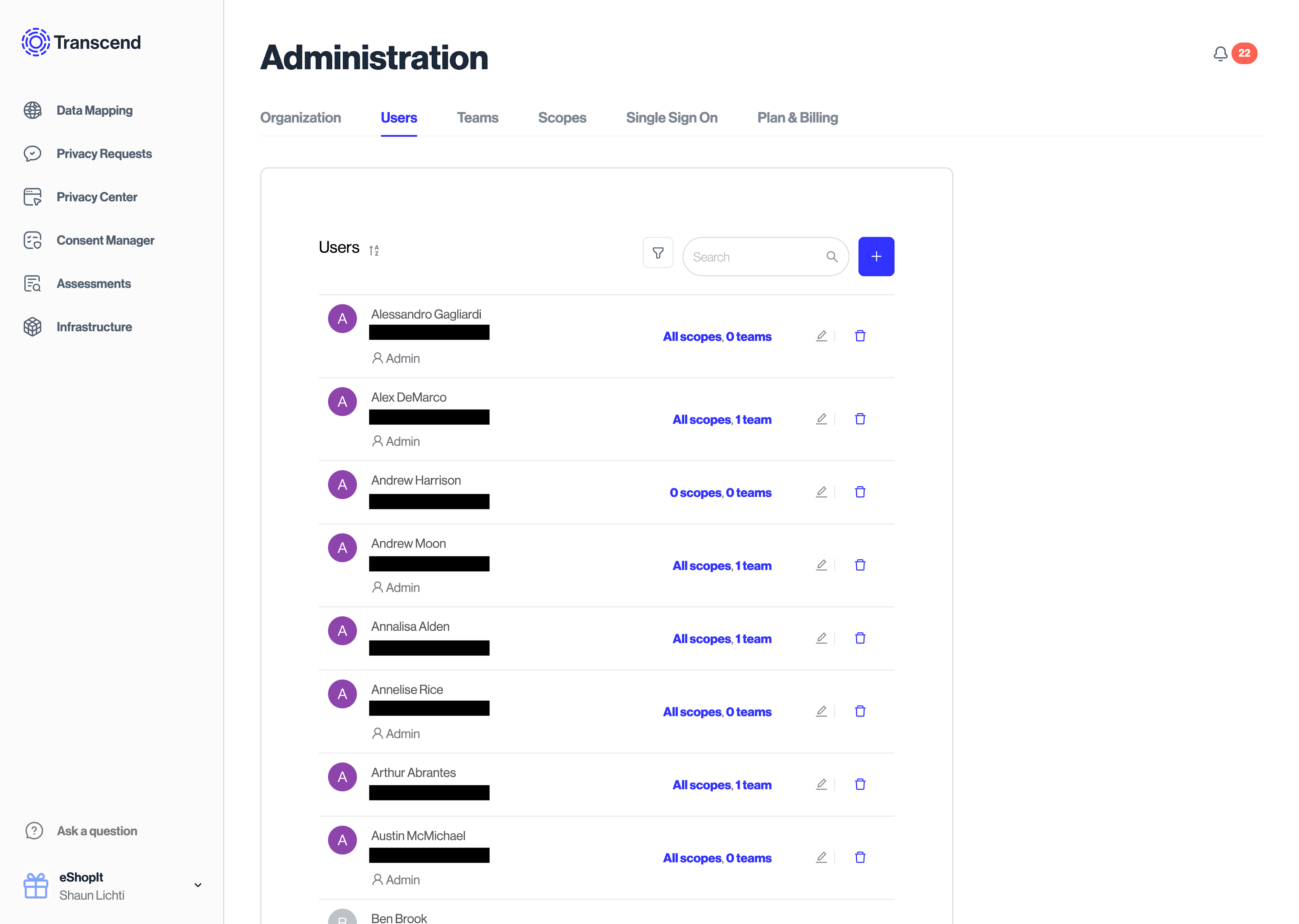 Administration Users section.