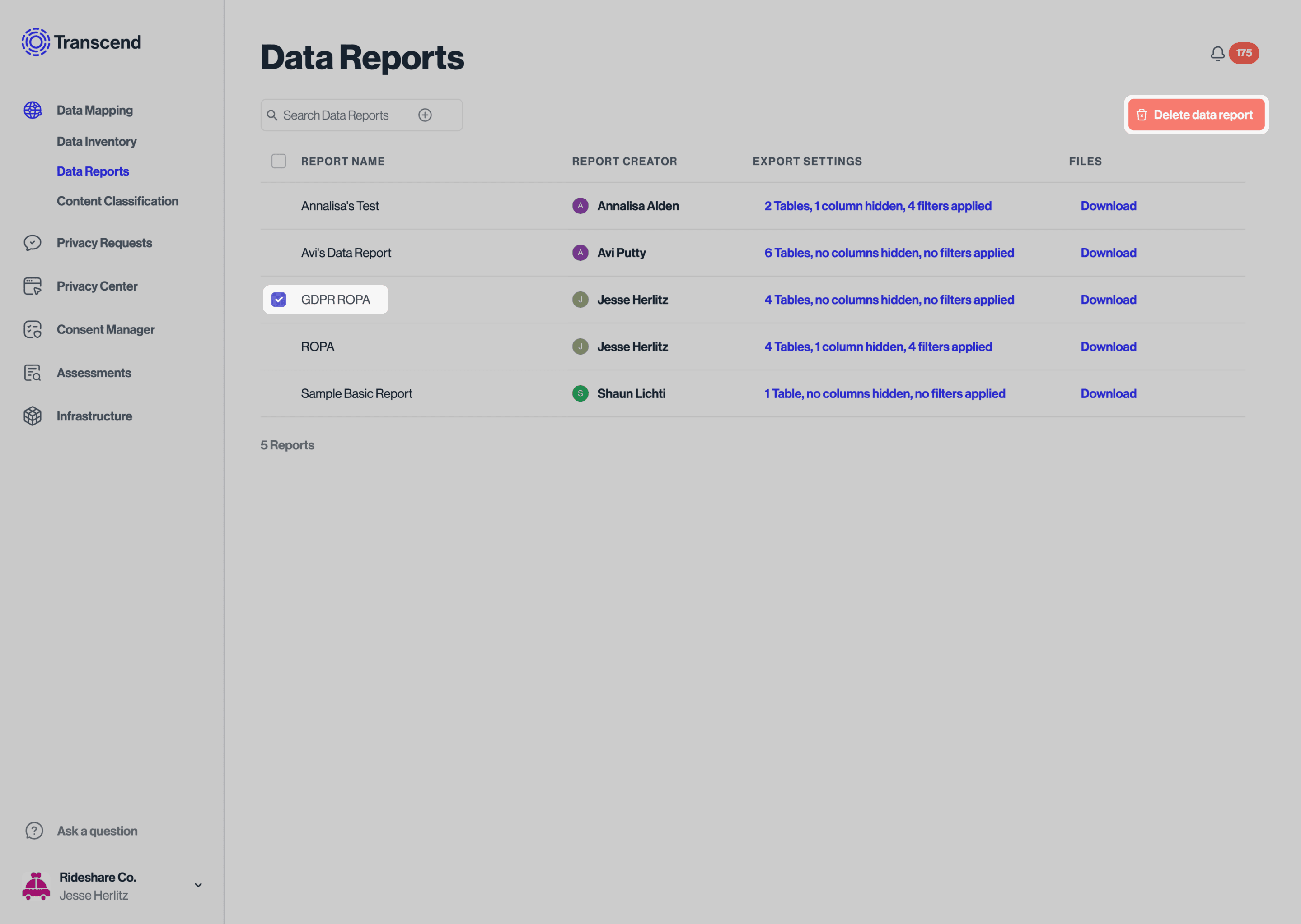 Deleting a Data Report