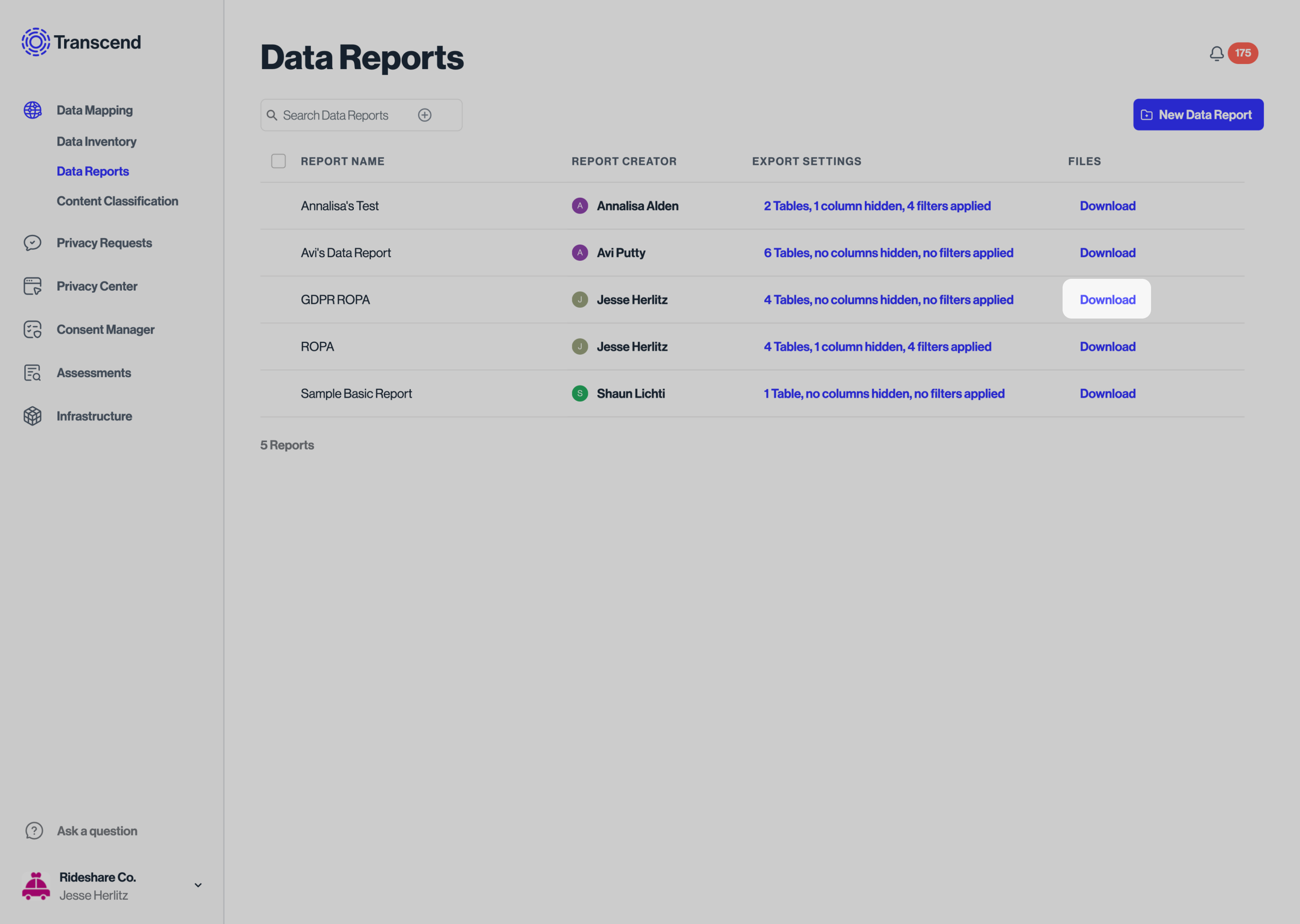 Redownloading a Data Report