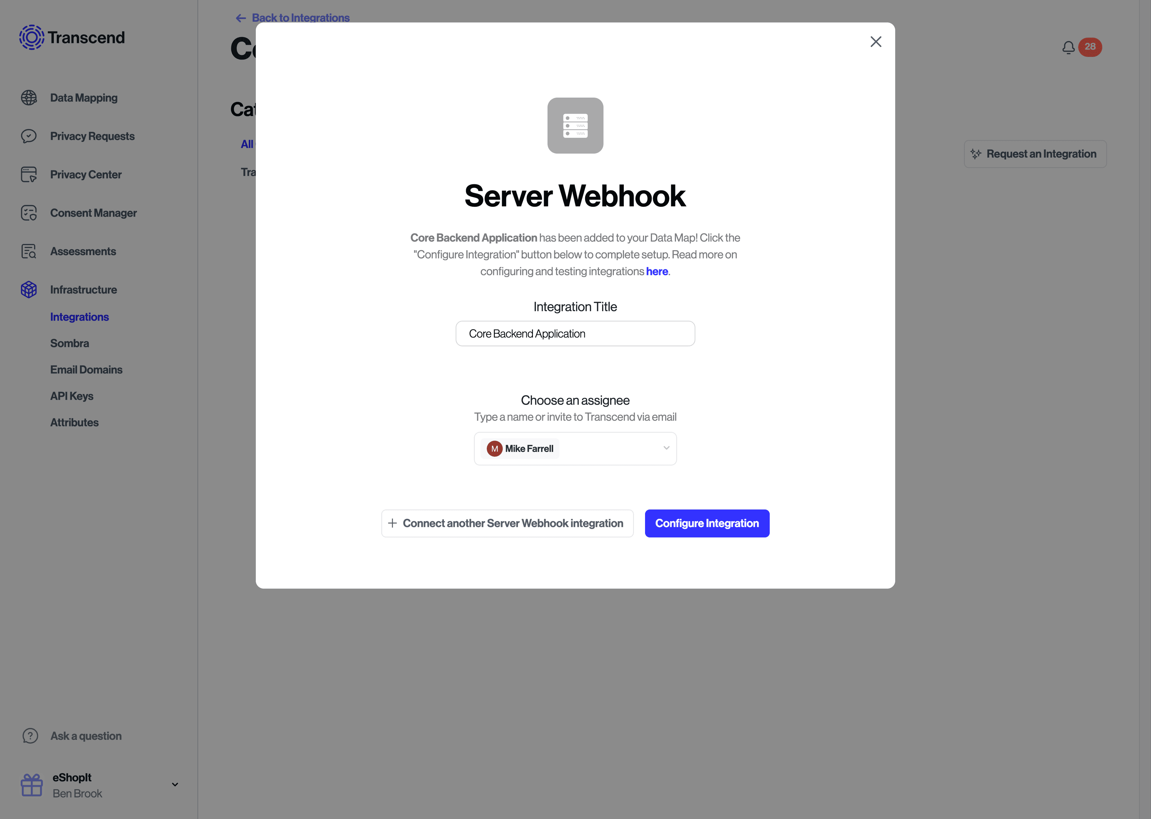 Onboarding a Server Webhook integration