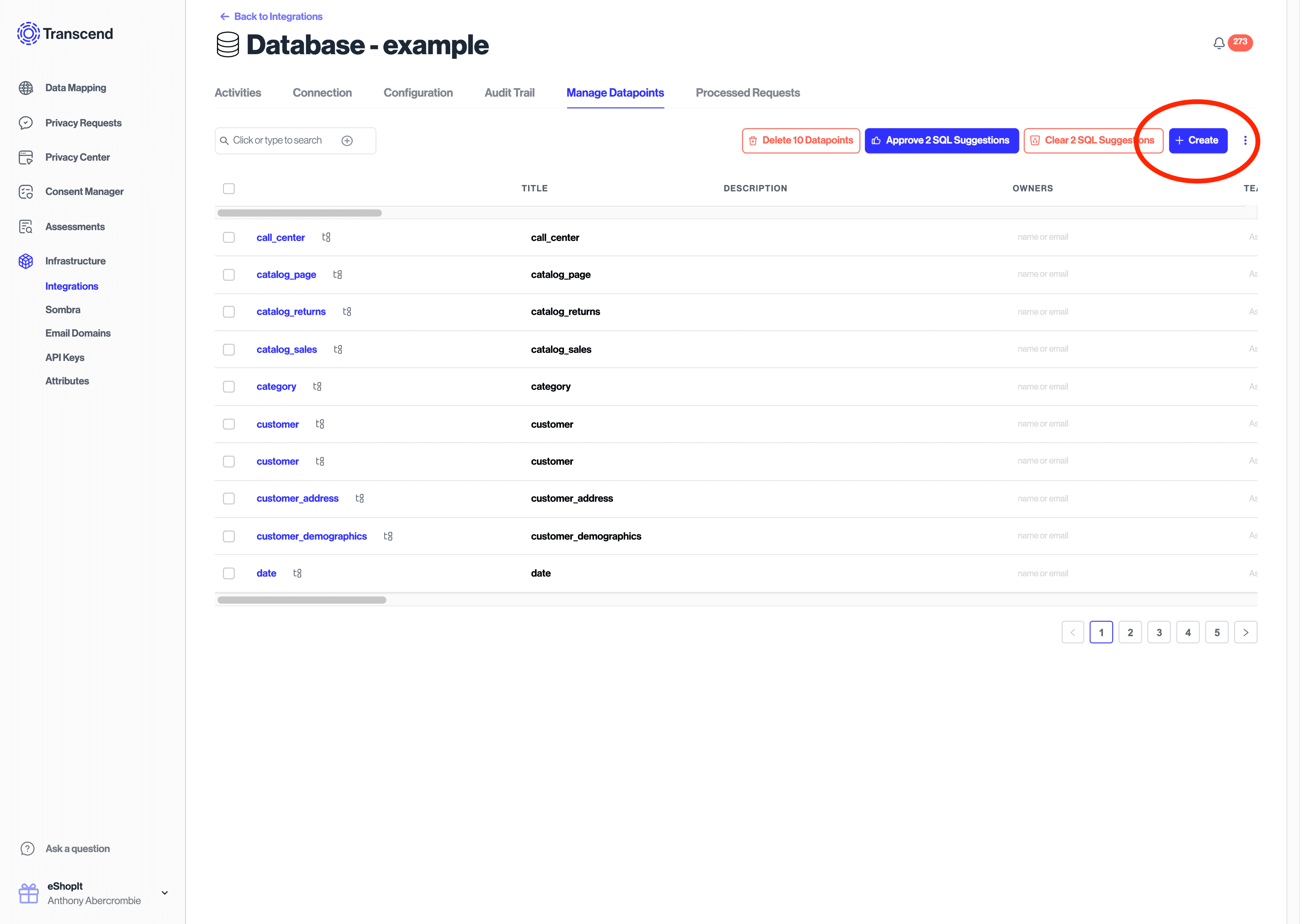 Manually create datapoint