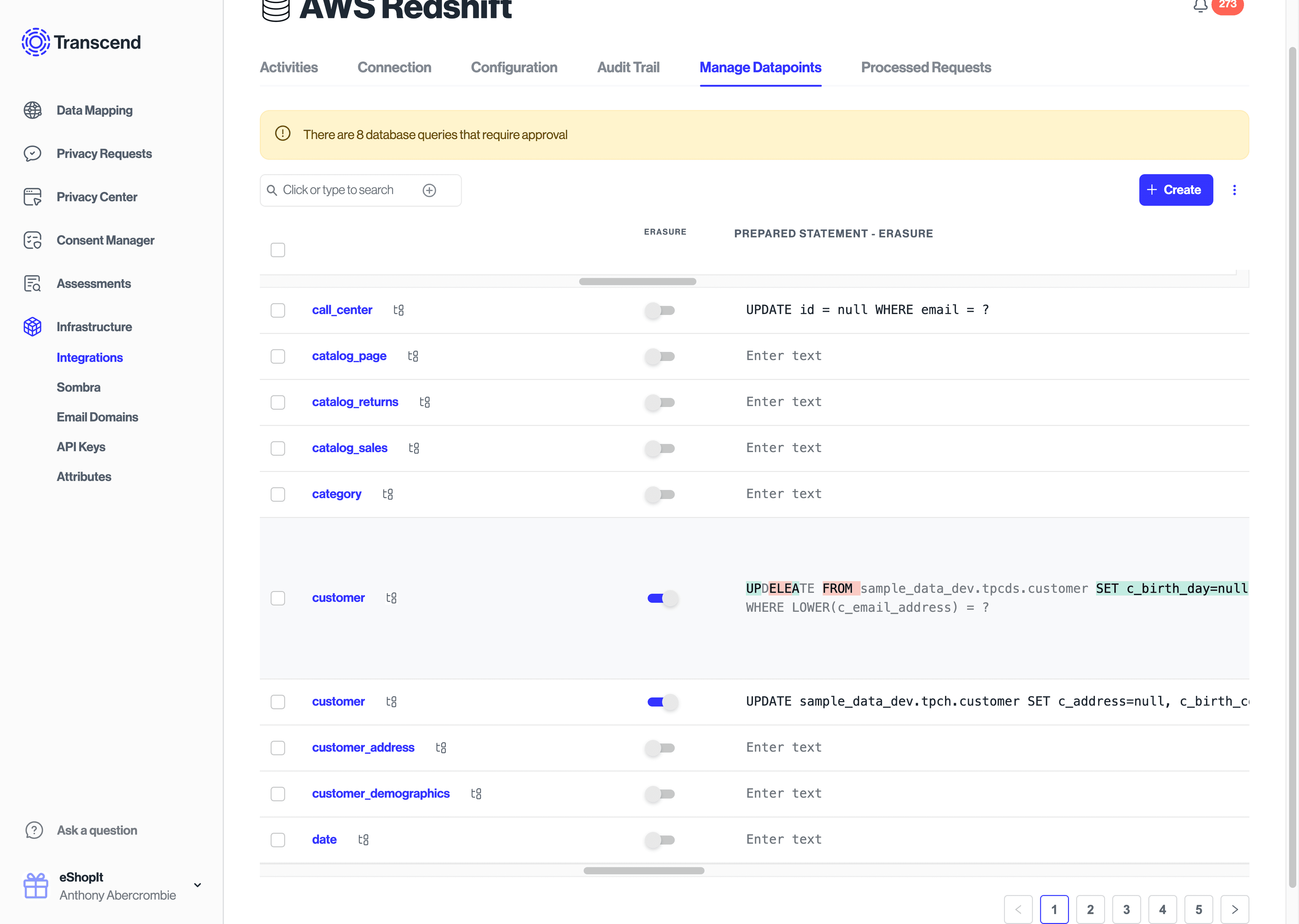 Erasure Toggle and SQL Statement