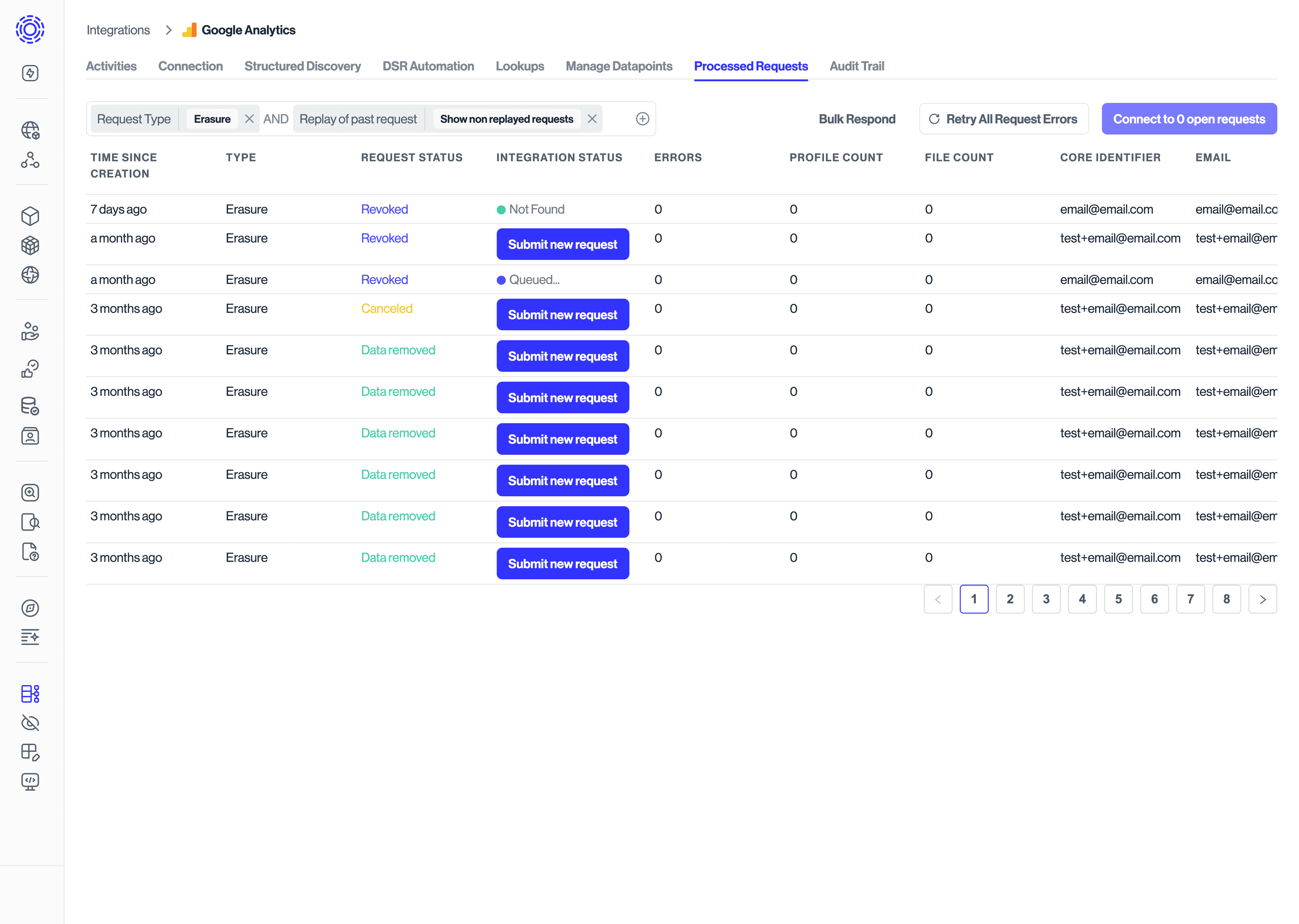 Processed DSRs in Transcend integration