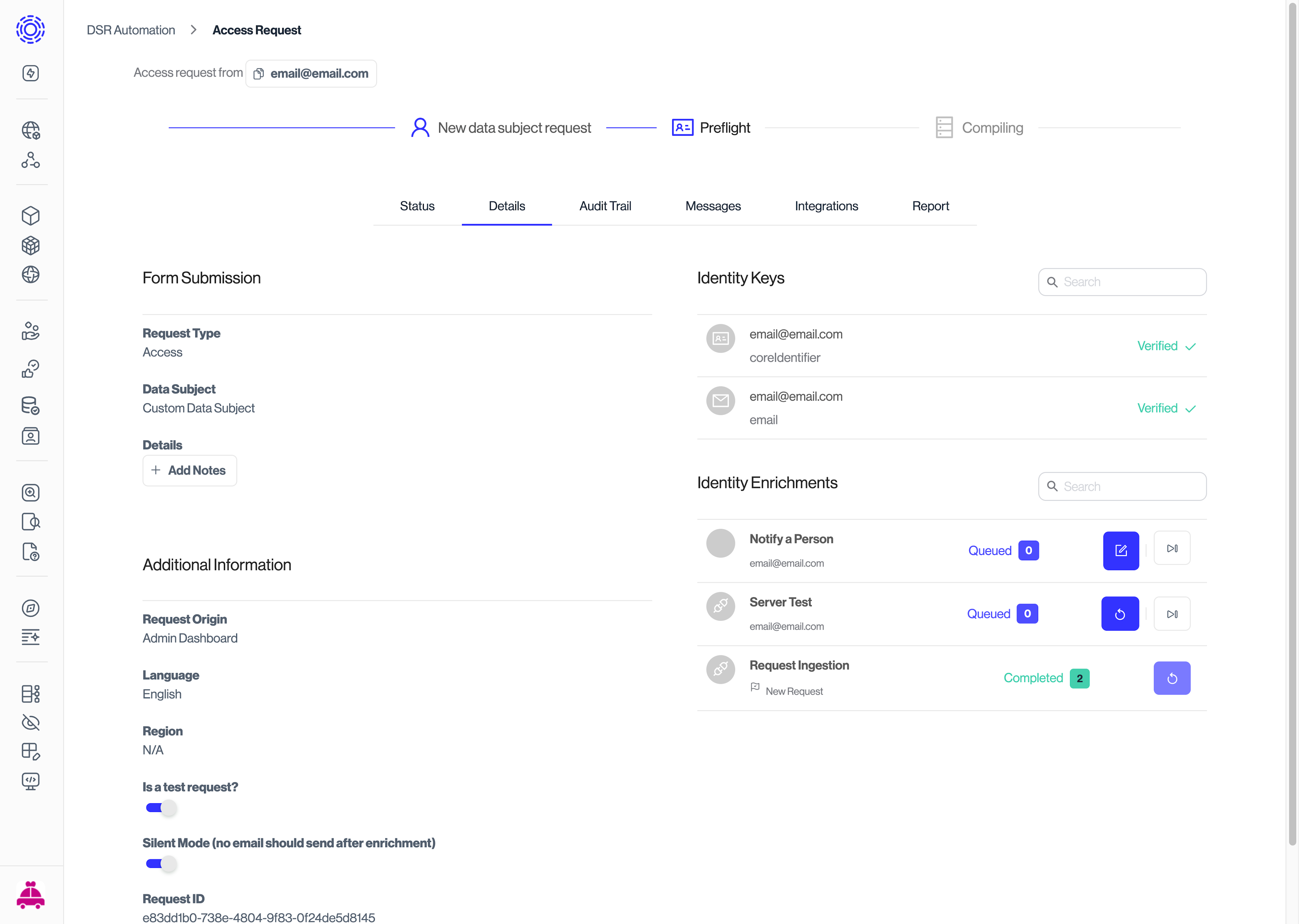 The enrichment phase inside the Admin Dashboard