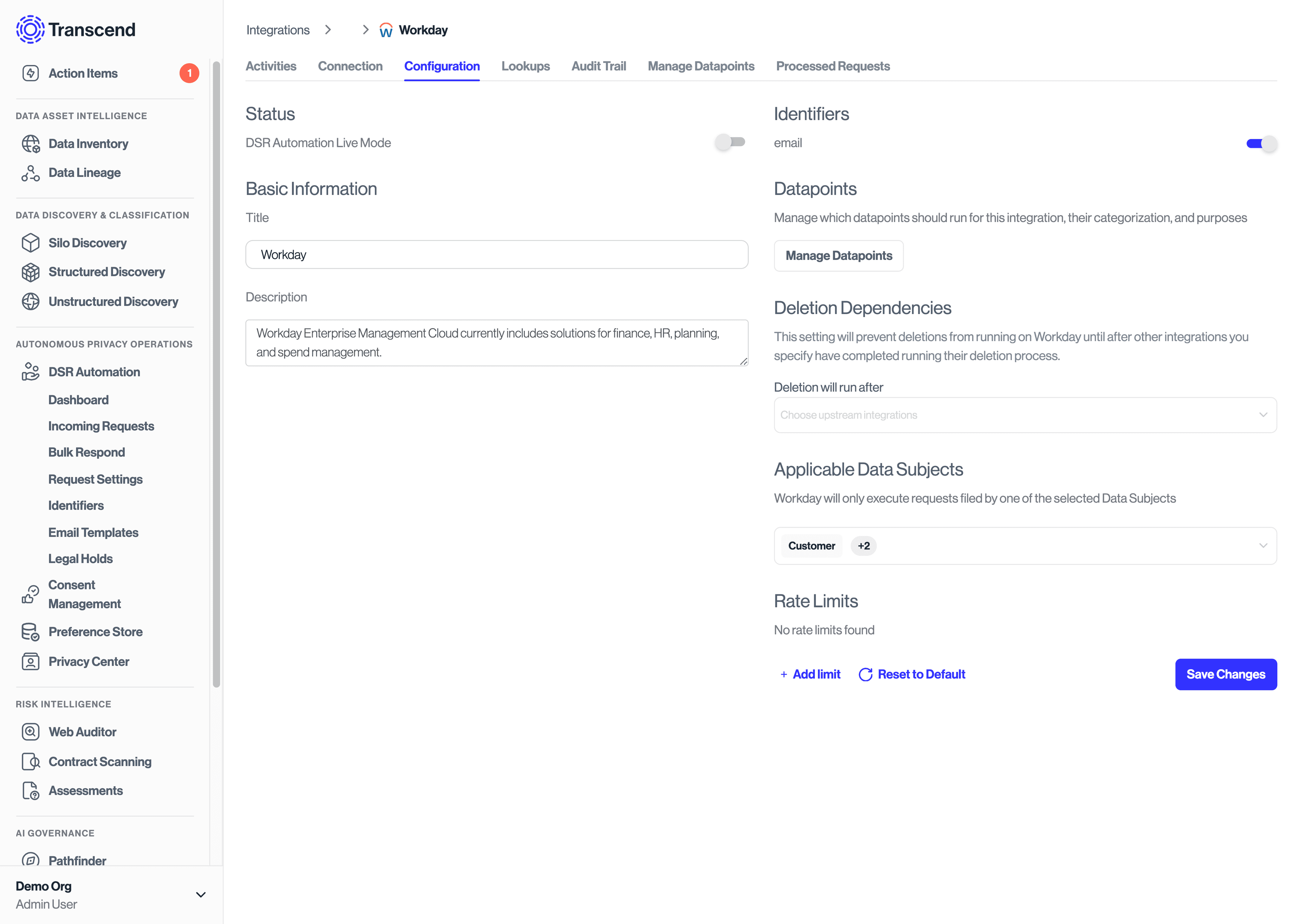 Integrations > Configure Workday view