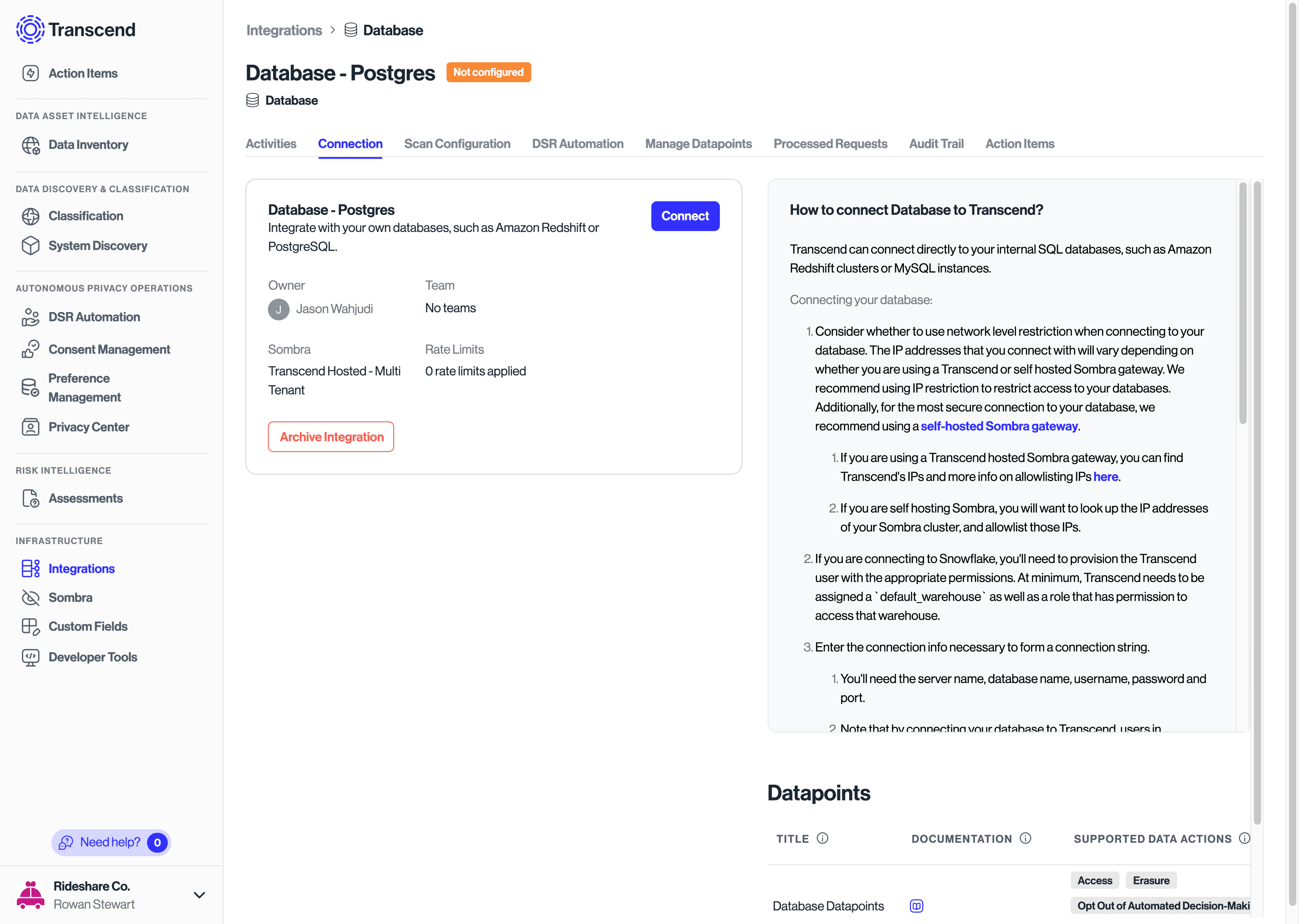 View datapoints and their categories
