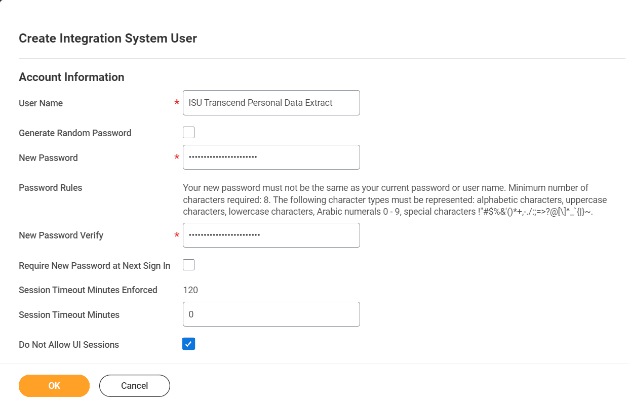 Example of "Create Integration User"