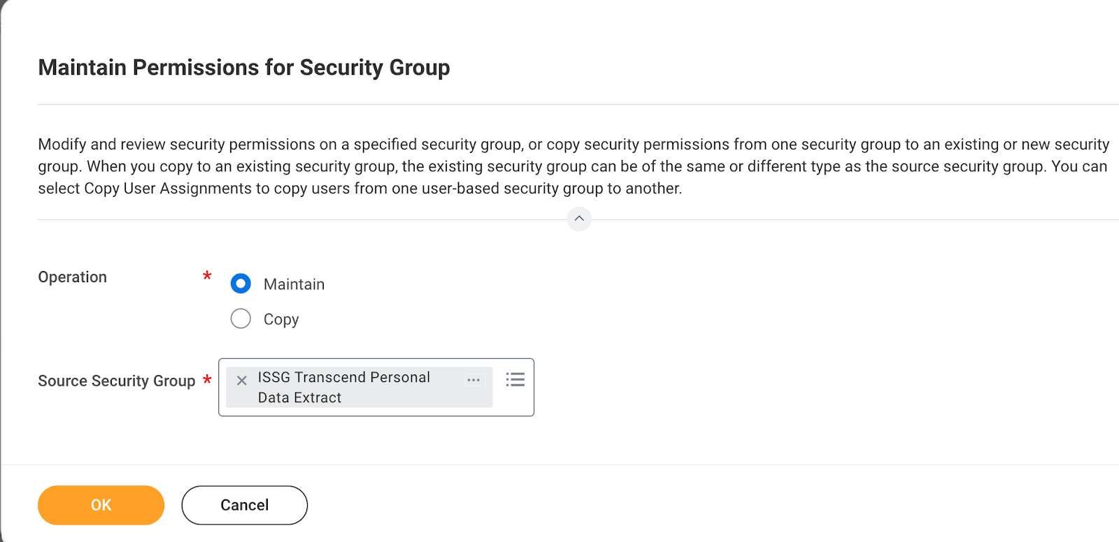 Example of "Maintain Permissions for Security Group"
