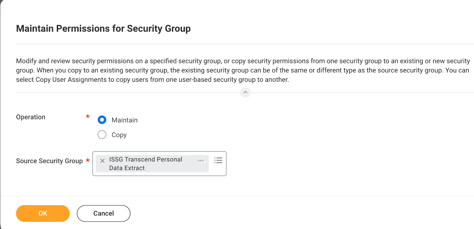 Example of "Maintain Permissions for Security Group"