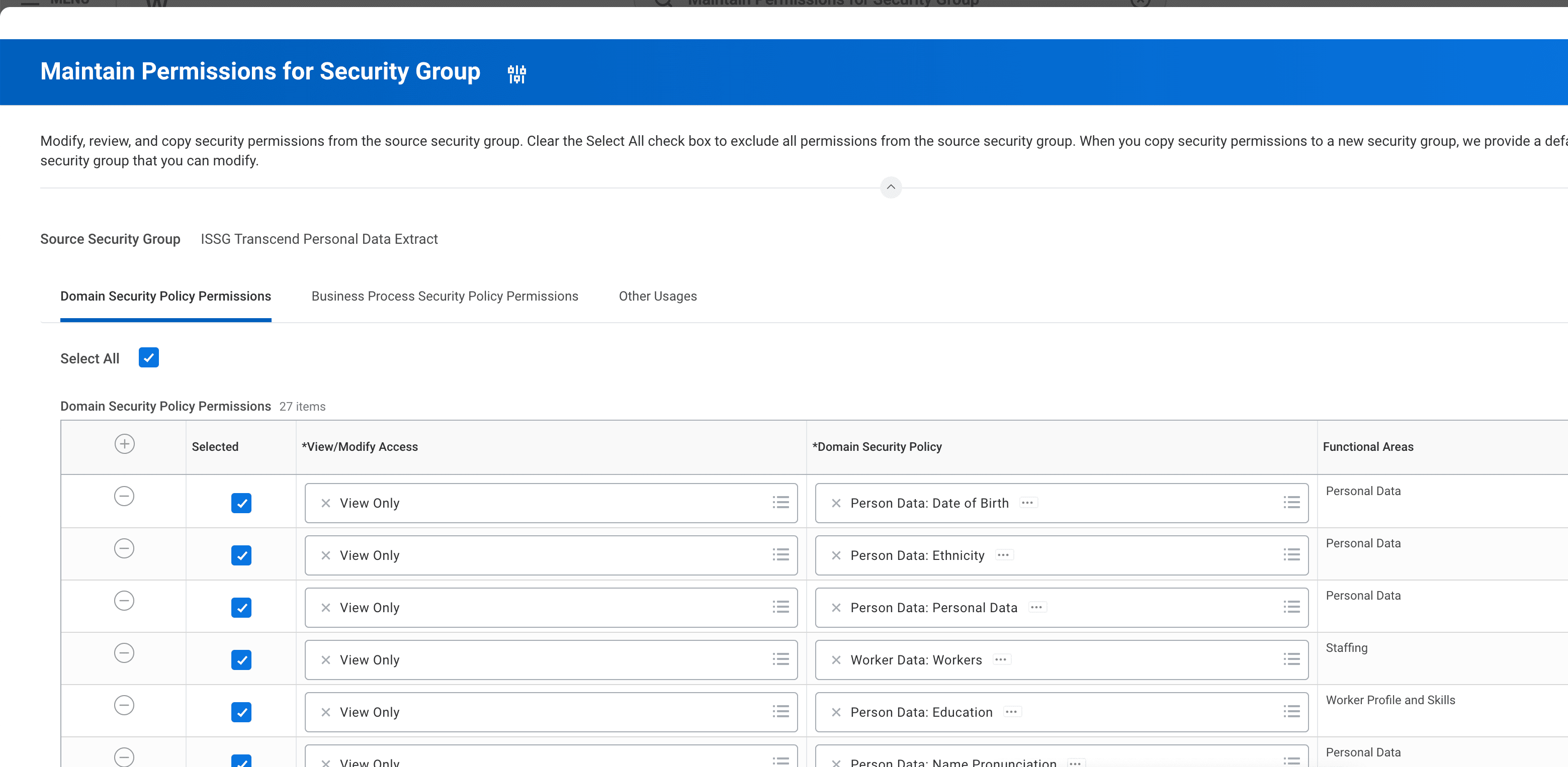 Example of "Maintain Permissions for Security Group"