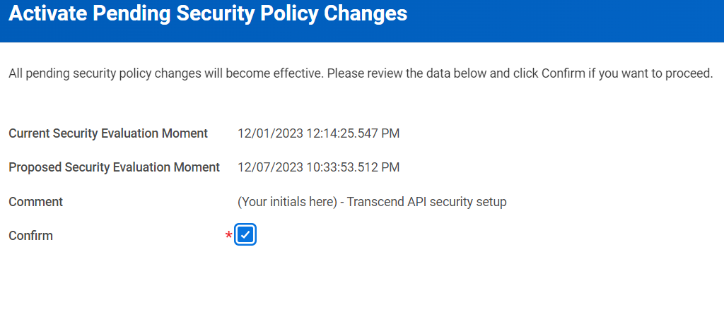 Example of "Activate Pending Security Policy Changes"