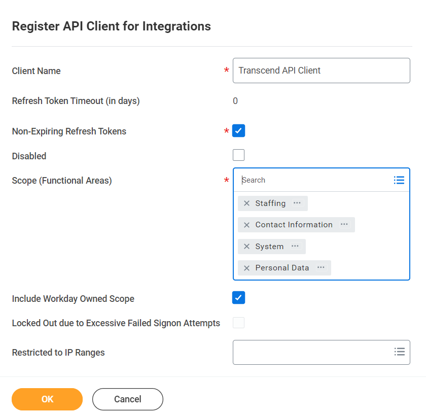 Example of "Register API client for Integrations"