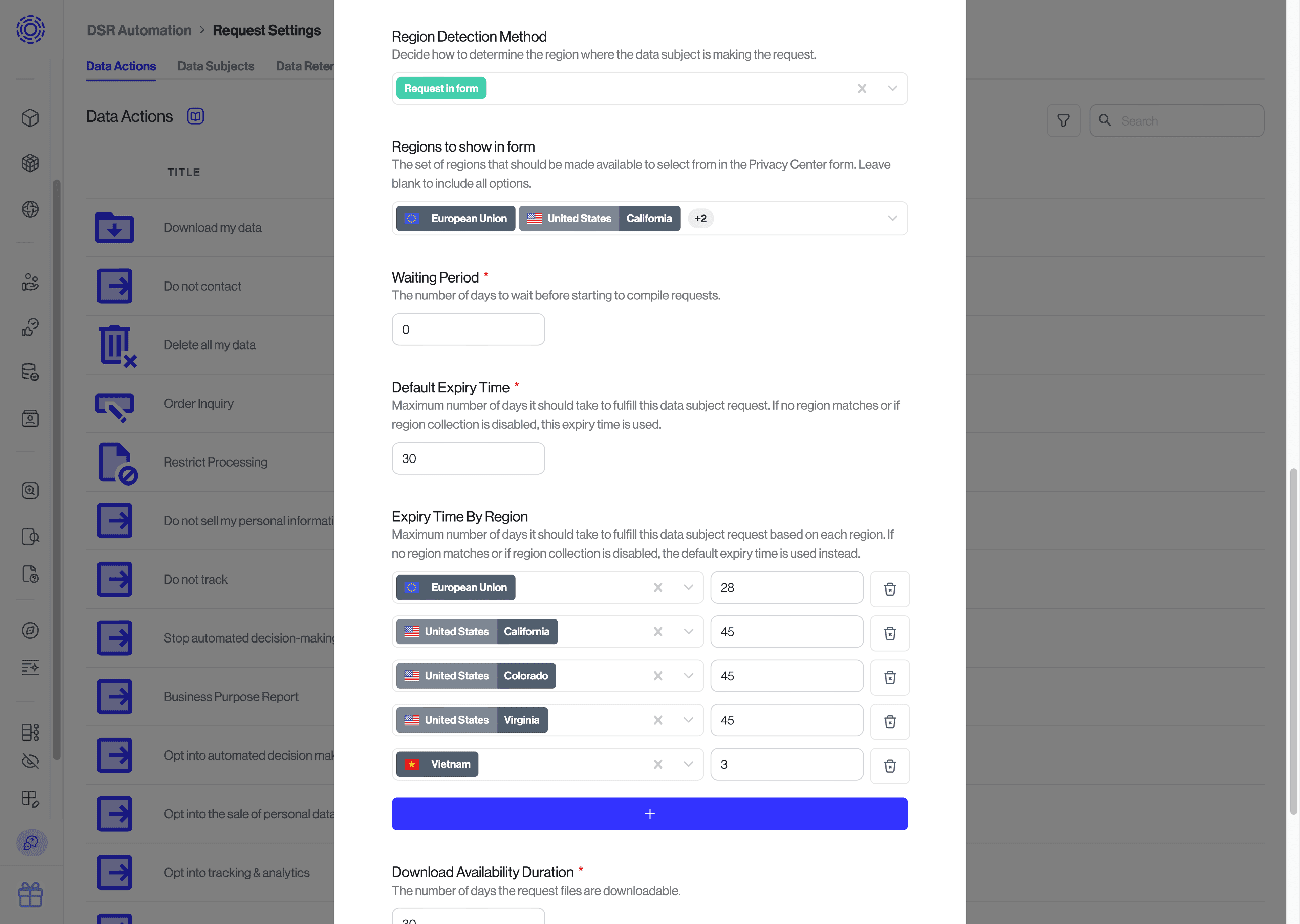 Region Selection Settings