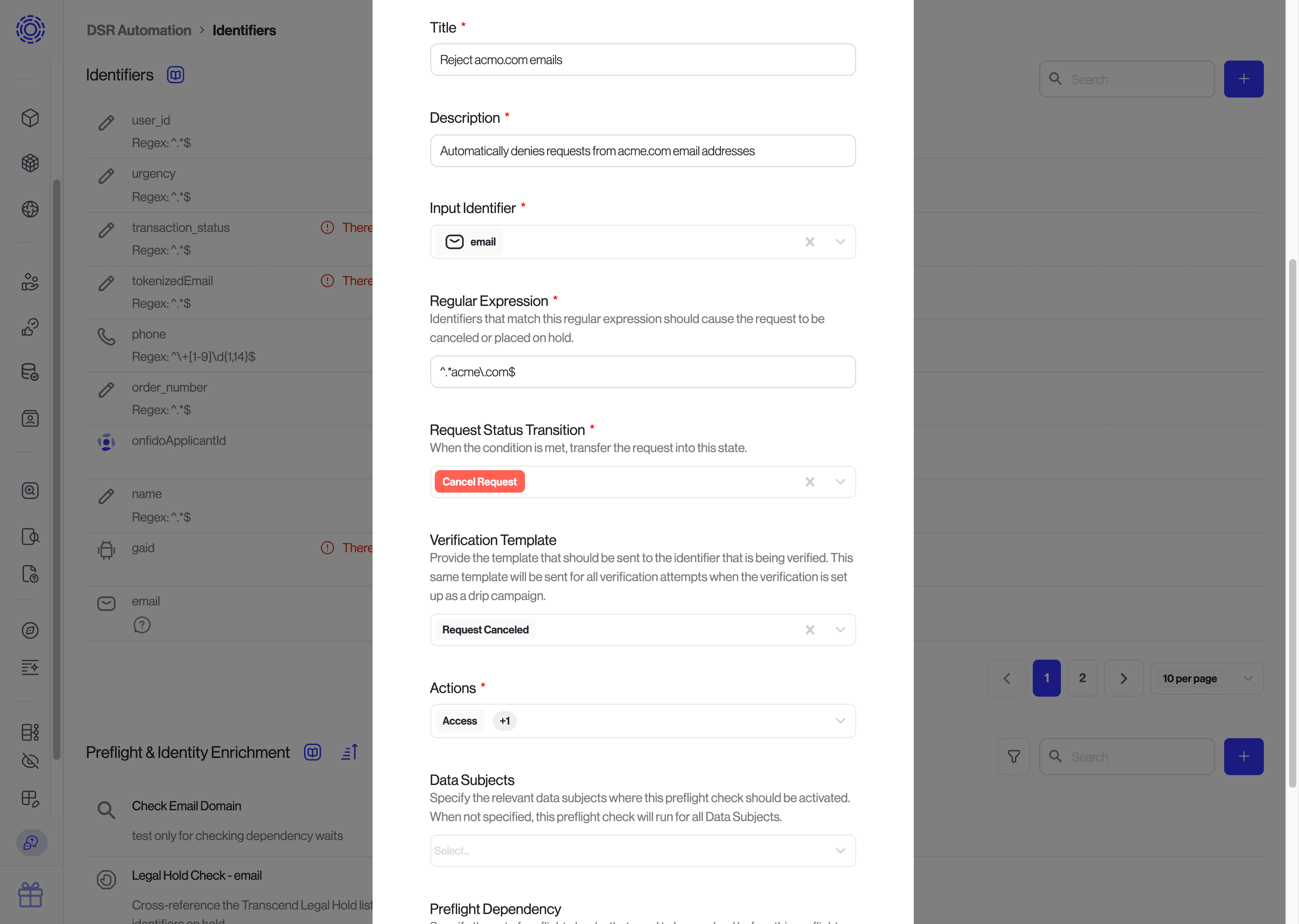 Region Rejection Preflight Check