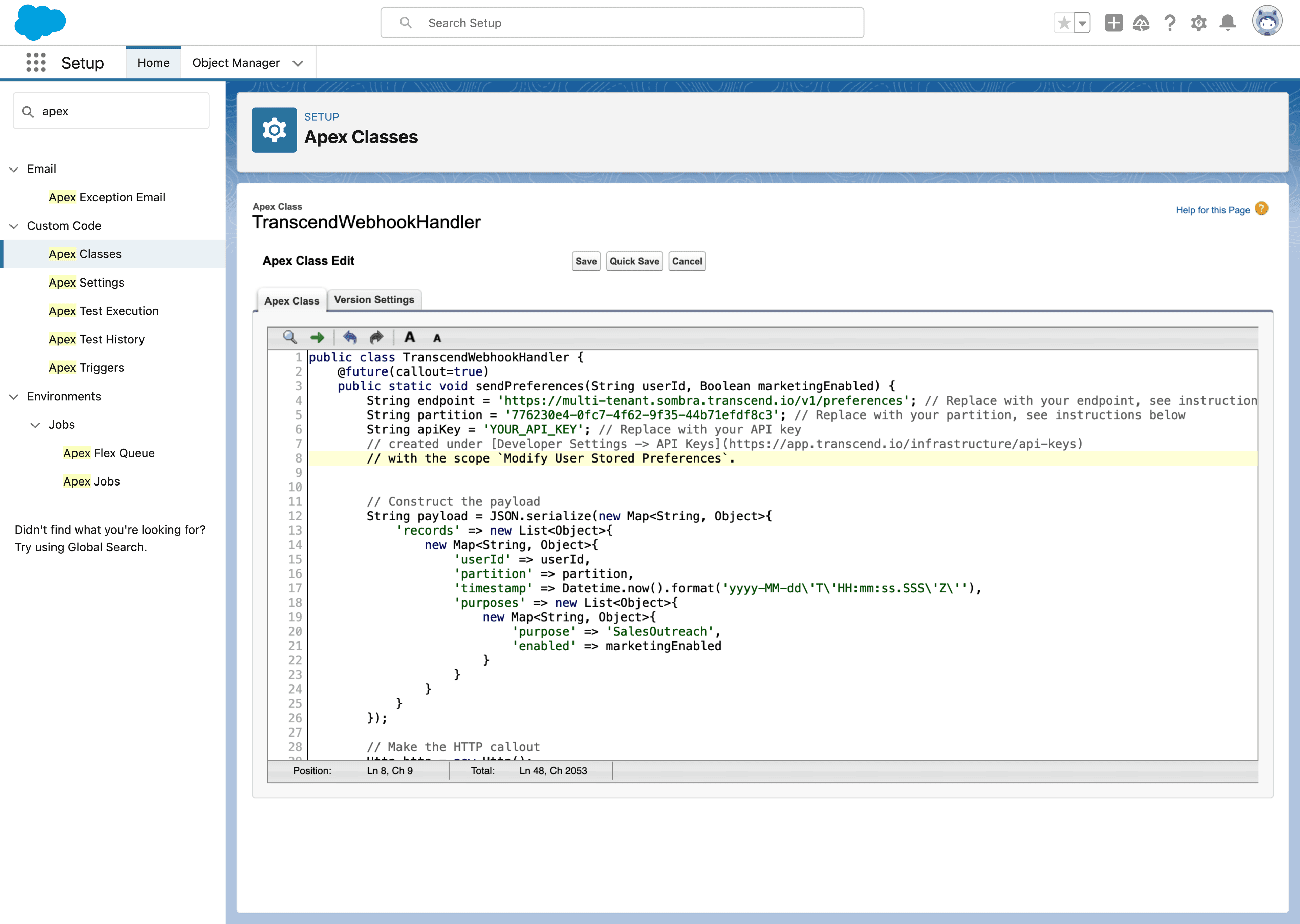 Salesforce new Apex Class