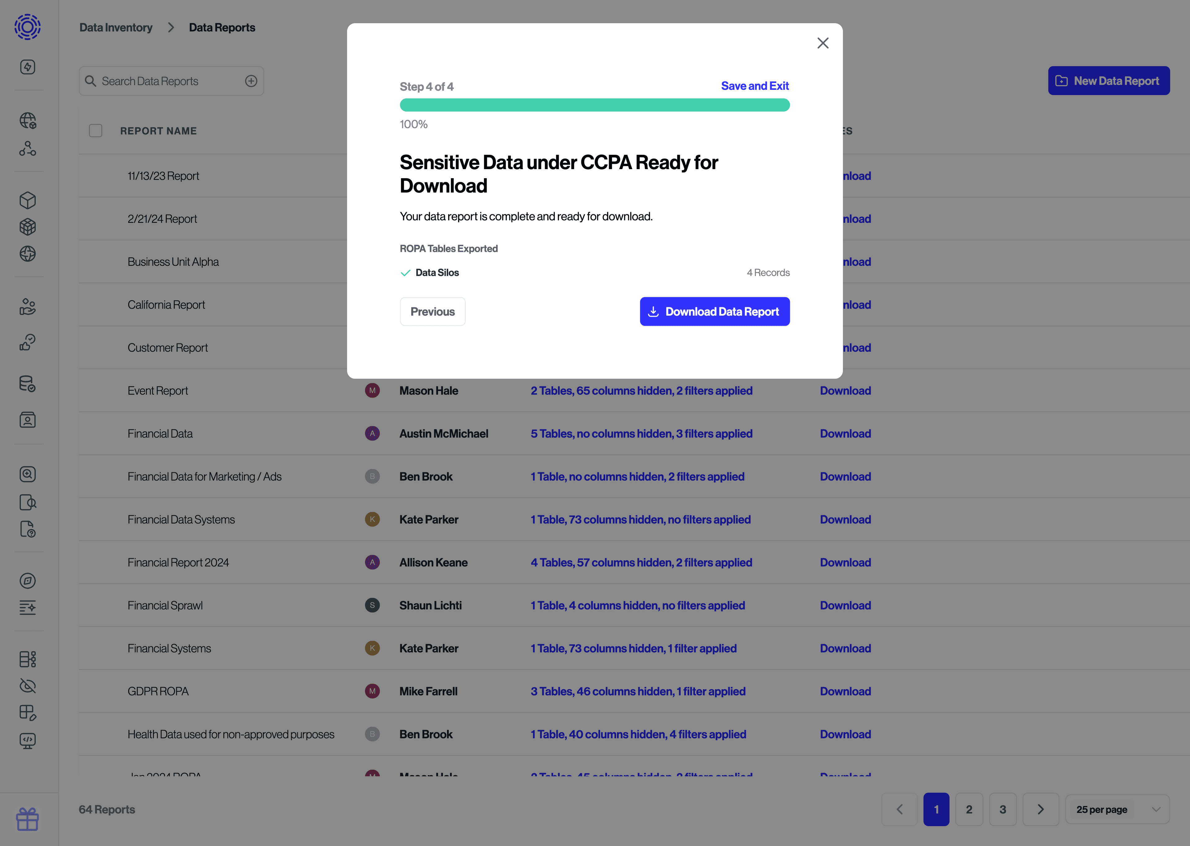 Data Reports Success Modal