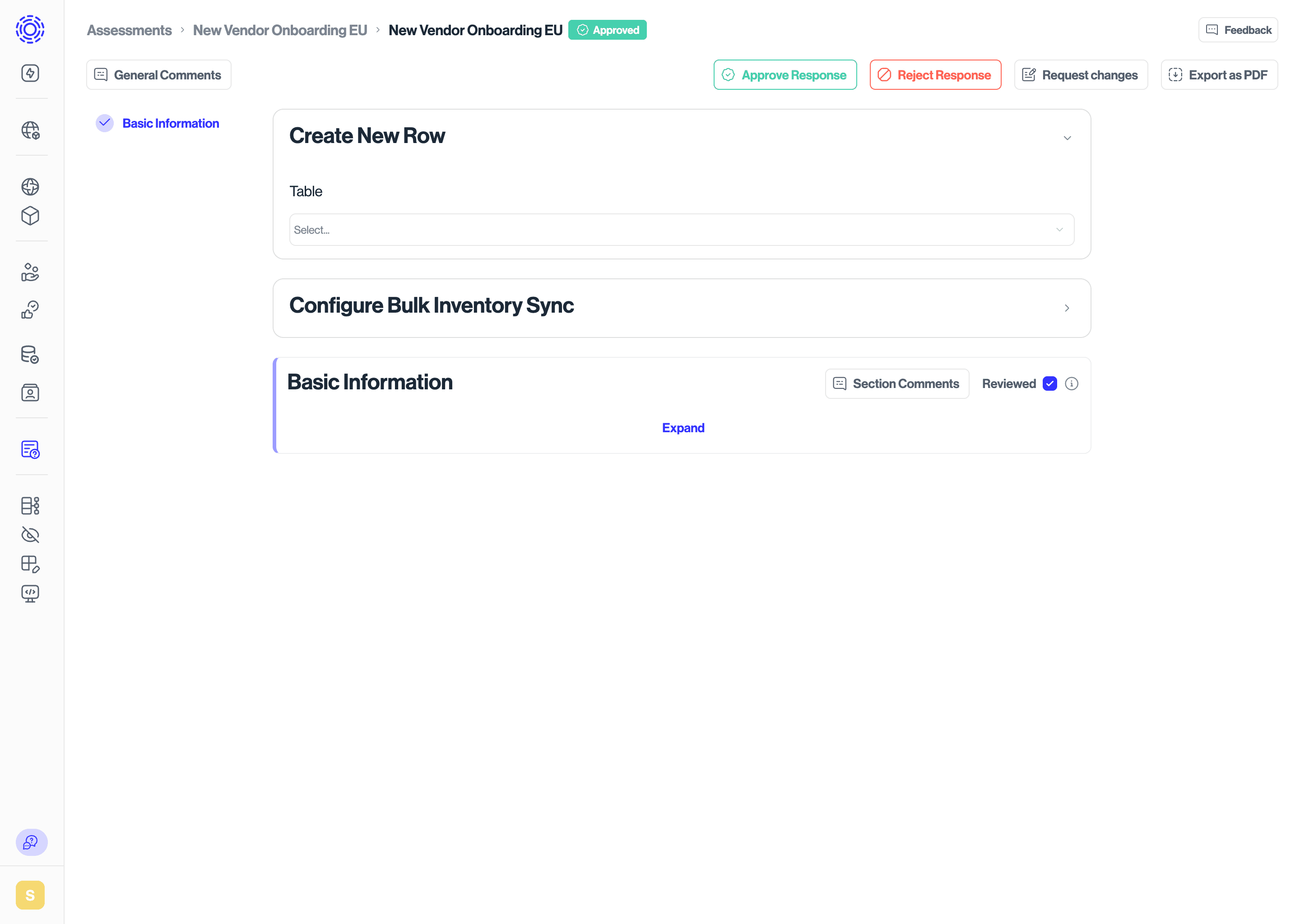 Approve Assessment in order to sync new row to the Data Inventory.