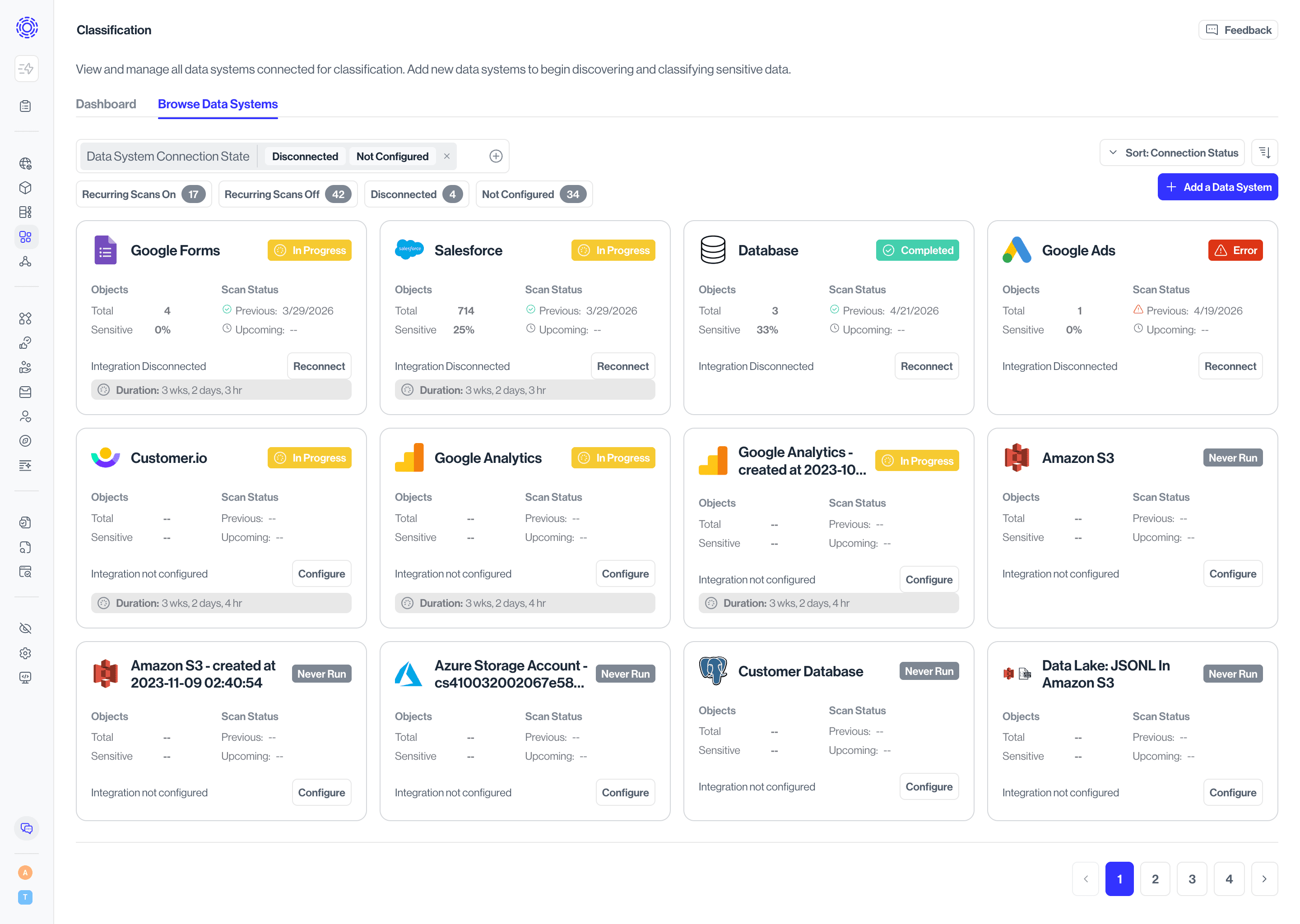 Systems with recurring scans on in Classification > Browse Data Systems