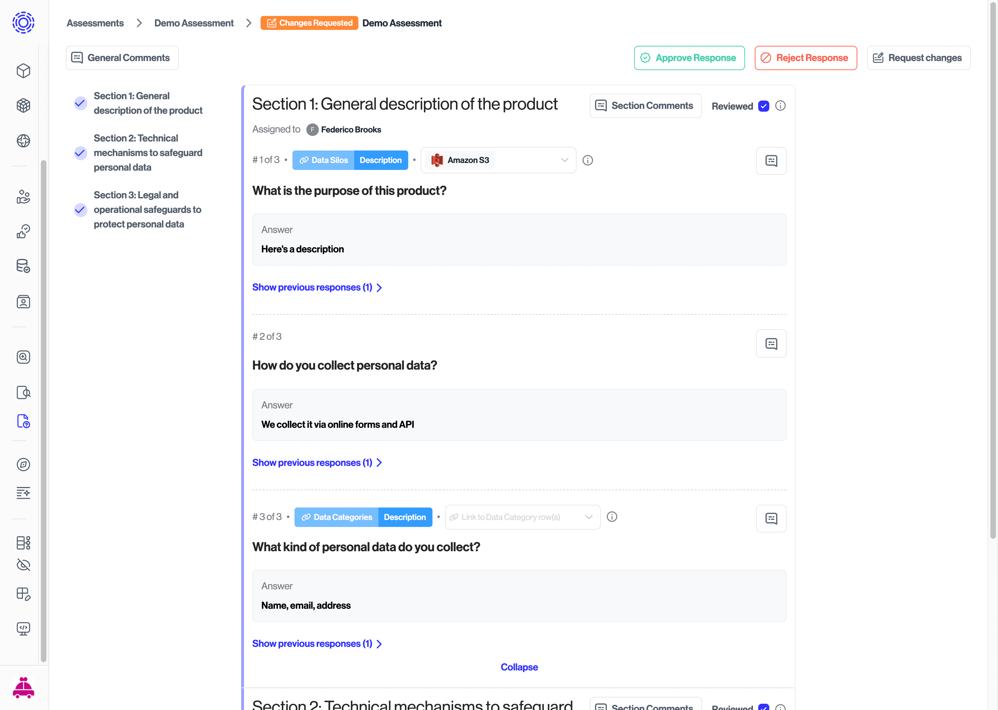 Review Responses Page