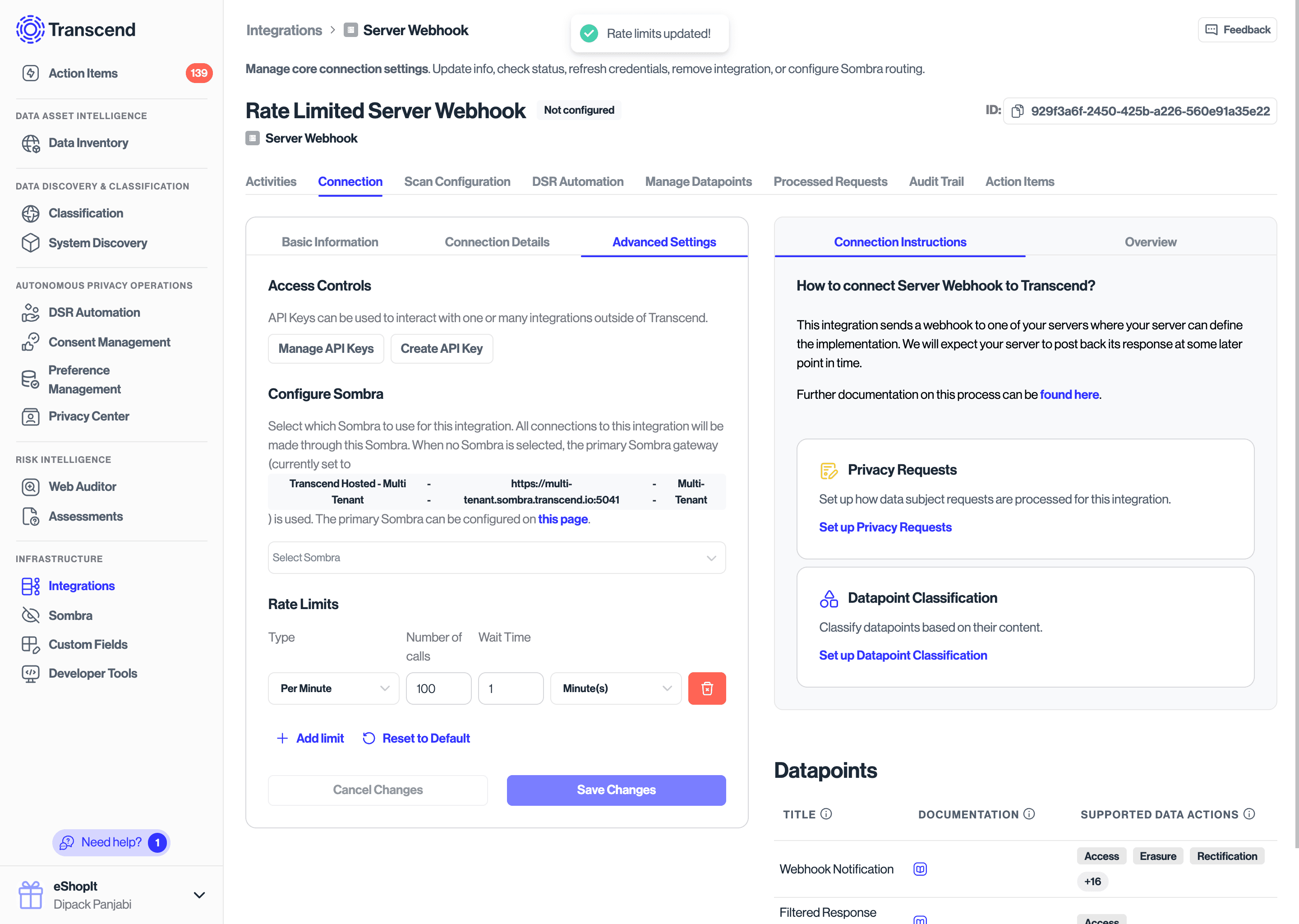 Example Server integration with custom Rate Limits
