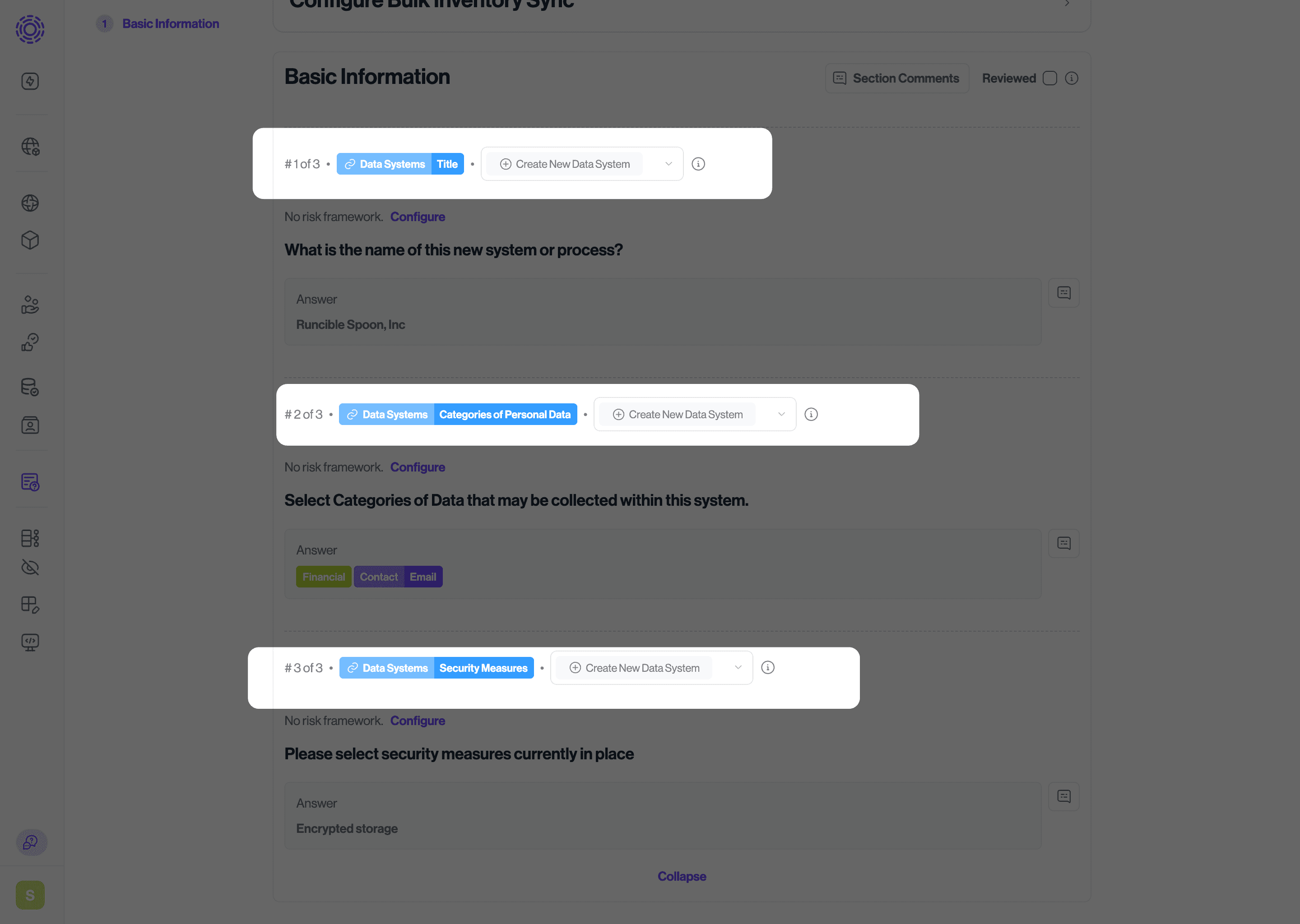 Create New Data System selection highlighted.