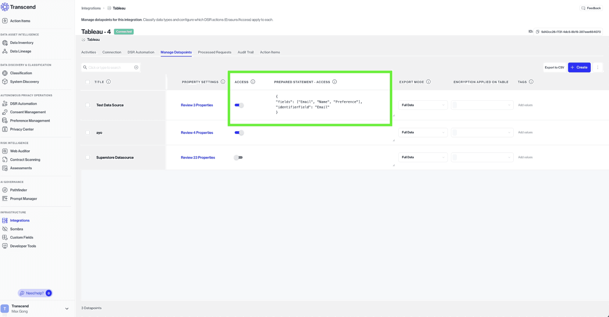 Tableau access DSR Automation setup