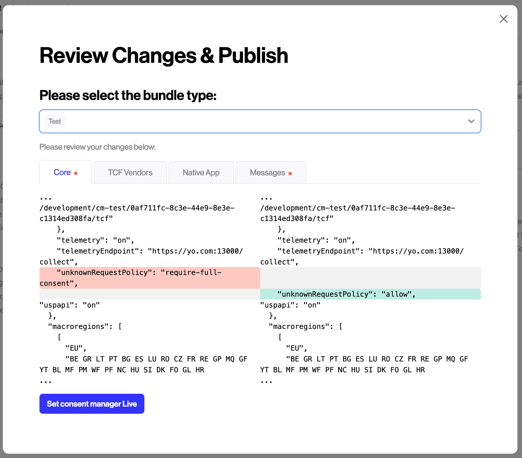Review the changes to Airgap Core
